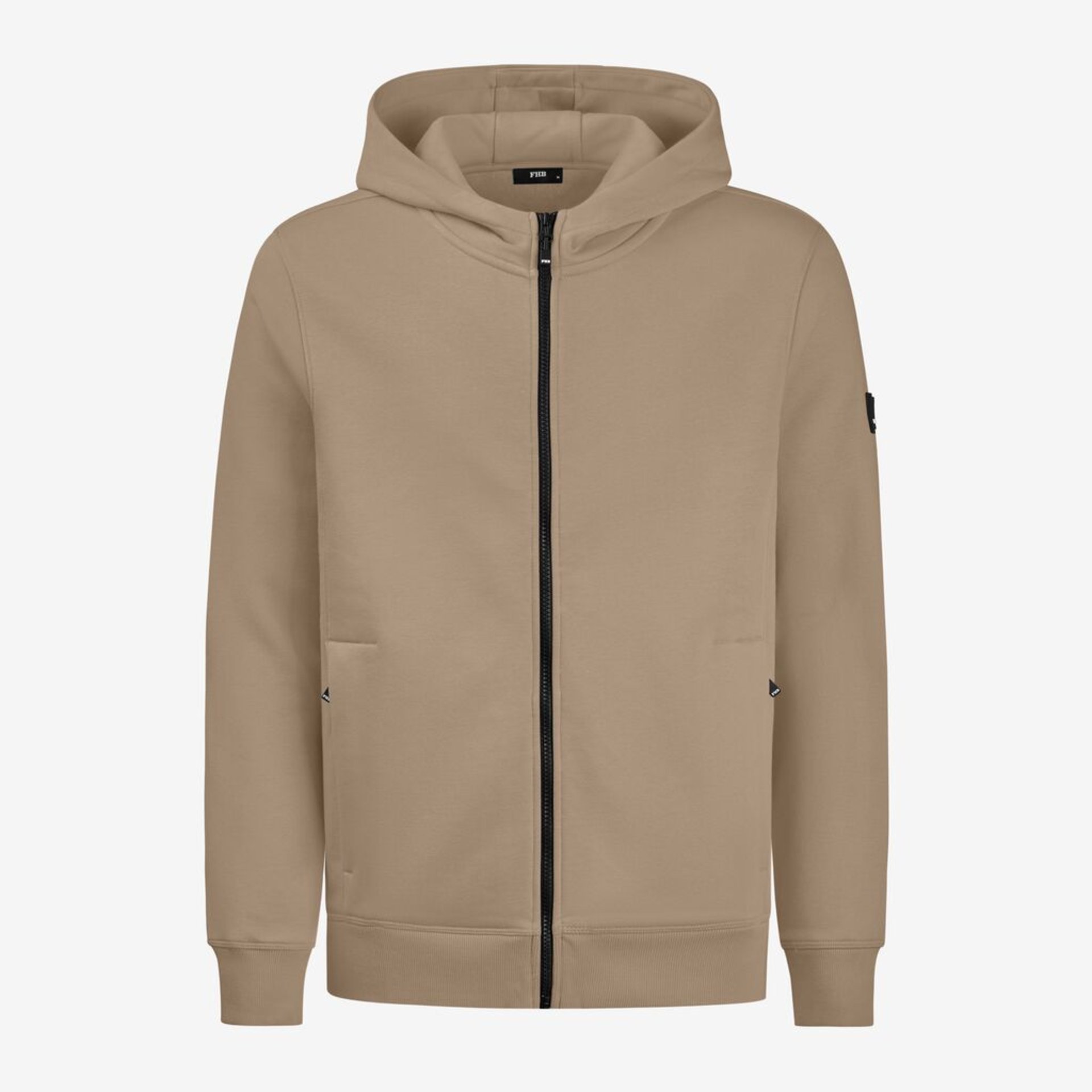 Hoodie, Beige, Reißverschluss, Kapuzenjacke, Langärmlig