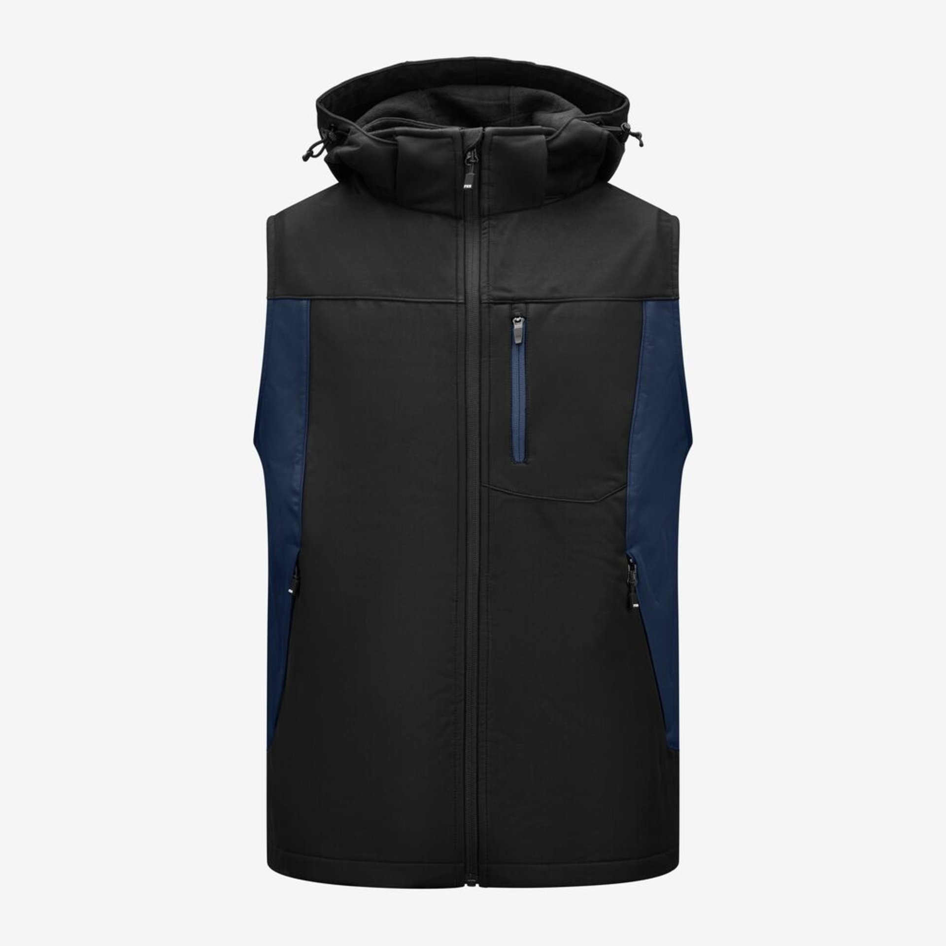 Weste, Softshell, Reißverschluss, Kapuze, Farbblock