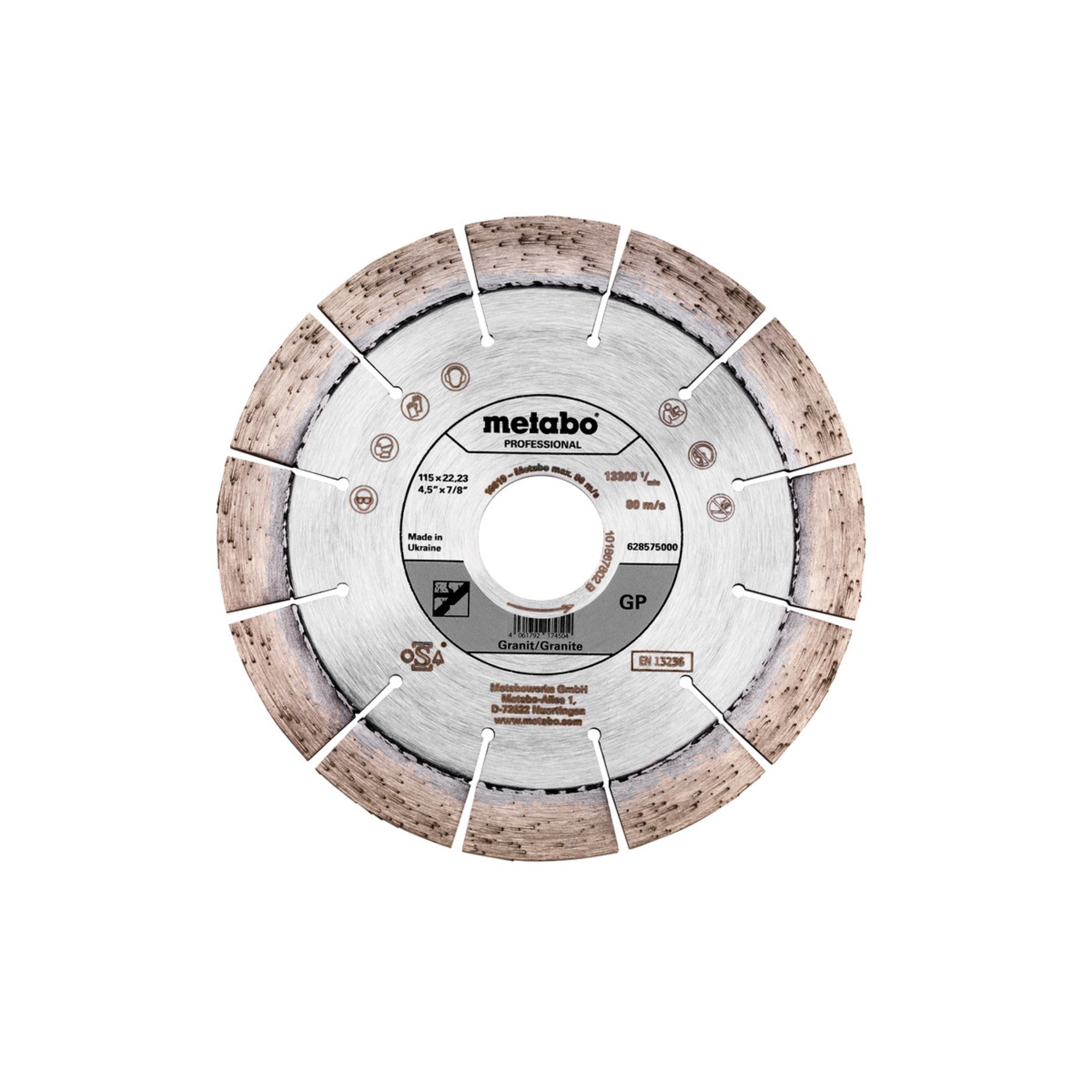 Metabo Diamanttrennscheibe 115x22,23mm, "GP", Granit "professional" (628575000) Maschine, Sprach, Rad, Kupplungsrad, Getriebe