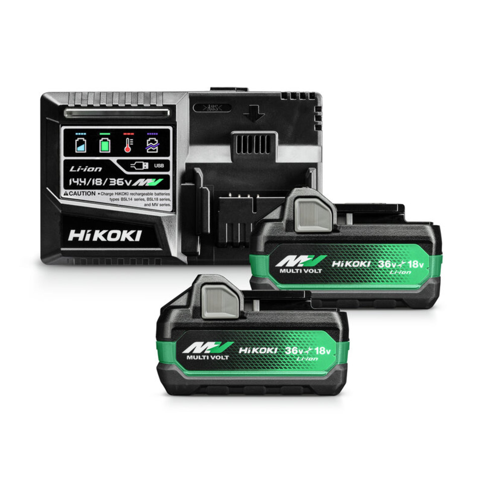 Hikoki Set 2x MULTI VOLT Akkupack BSL36A18X (36V/18V - 2,5Ah/5,0Ah) und Ladegerät UC18YSL3