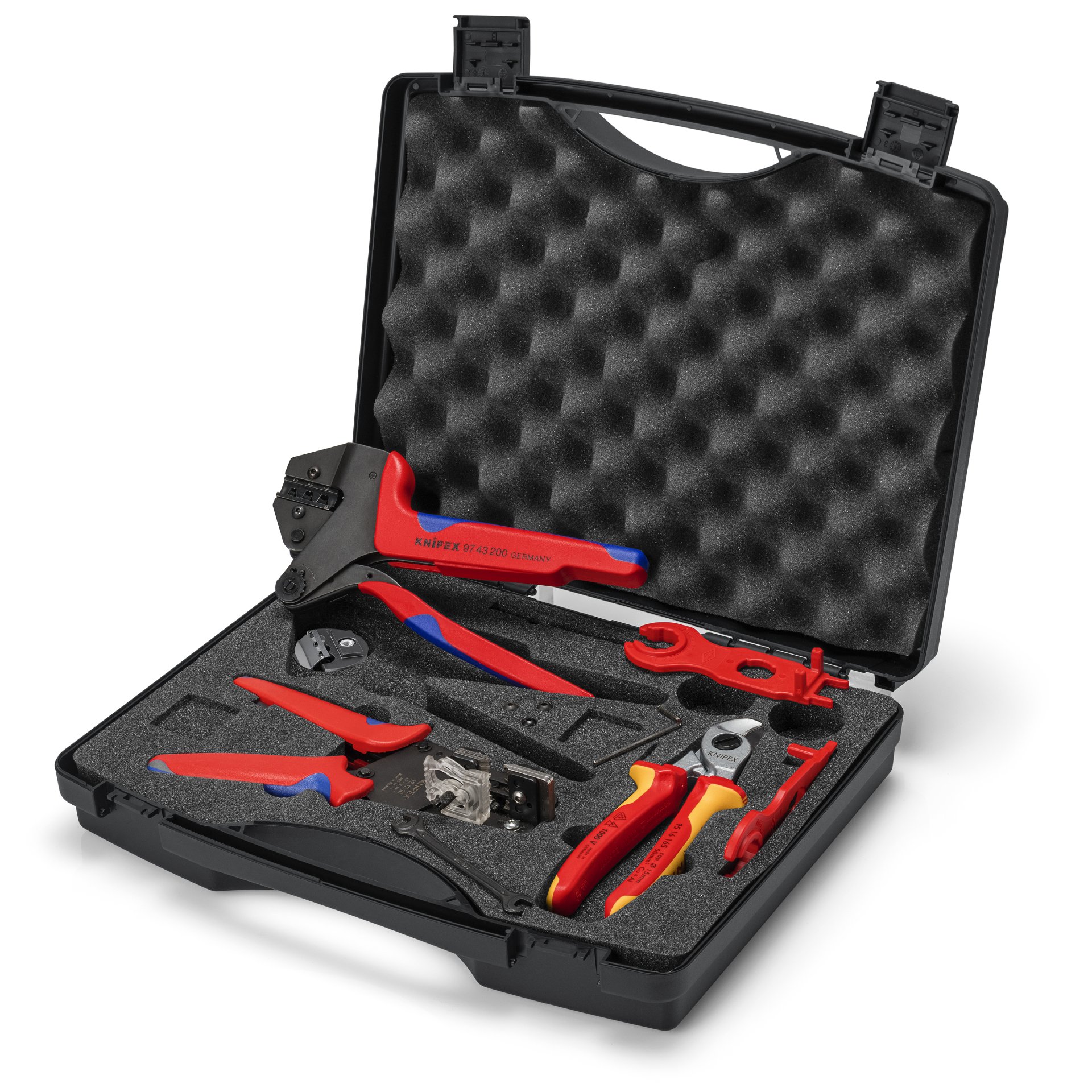 KNIPEX 97 91 04 V02 Werkzeugkoffer für Photovoltaik für Solar-Steckverbinder MC4® (Multi-Contact) 7-teilig