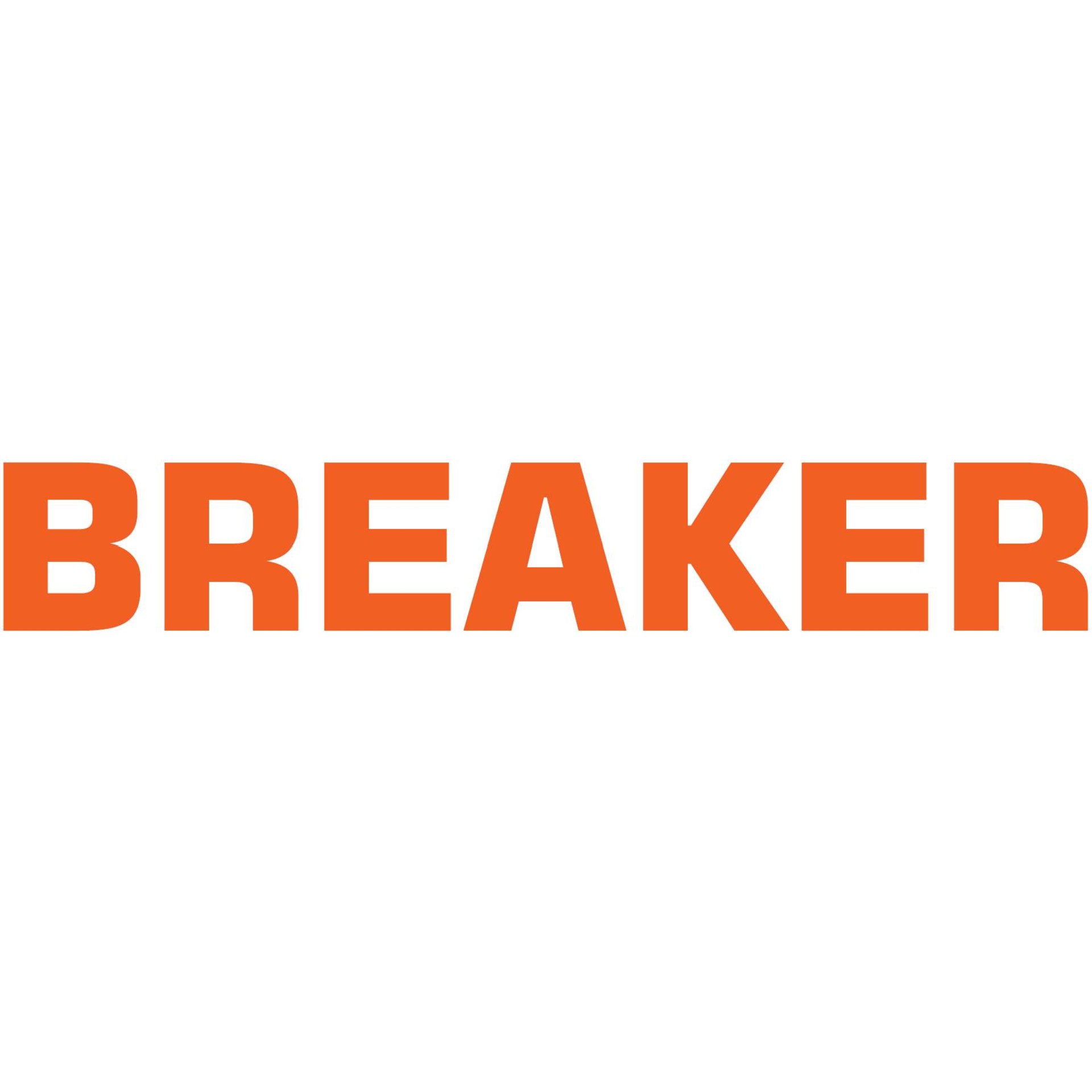 breker, logo, orange, text, wordmark