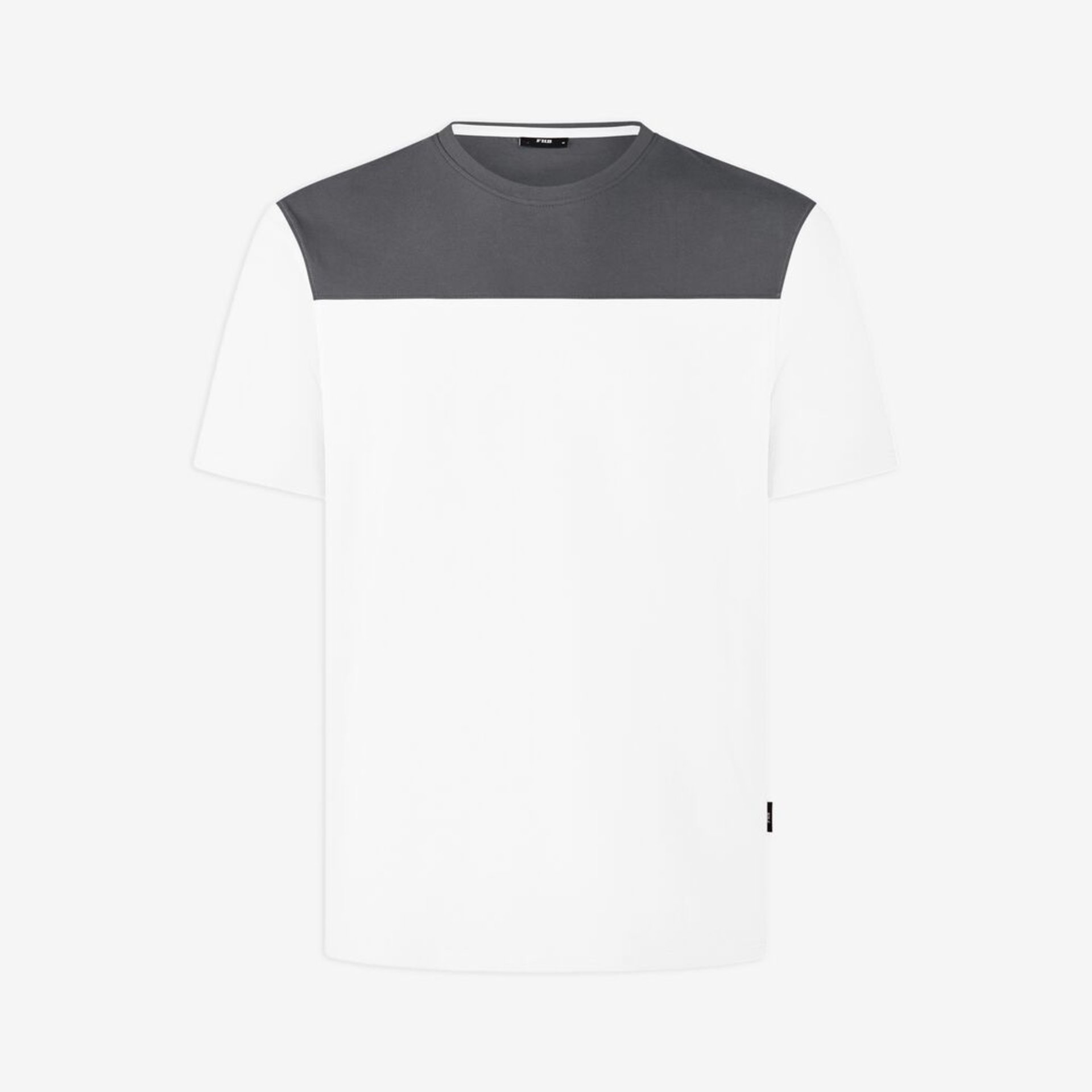 Tee, Kurzarm, Colorblock, Grau/Weiß, Casual