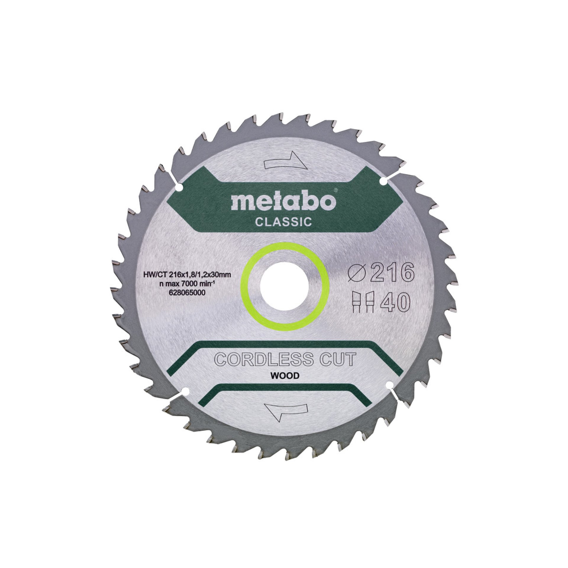 Metabo Sägeblatt "cordless cut wood - classic", 216x30 Z40 WZ 5° (628065000) Elektronik, Hardware, Computerausrüstung