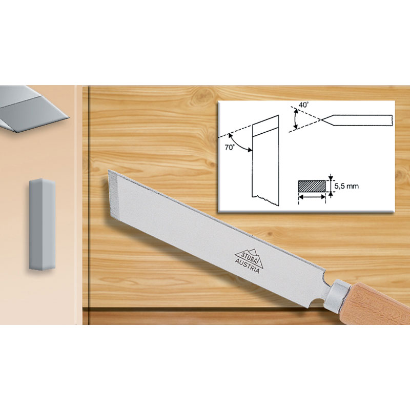 Stubai WS-Flachmeissel schräg, mit Heft, 8 mm
