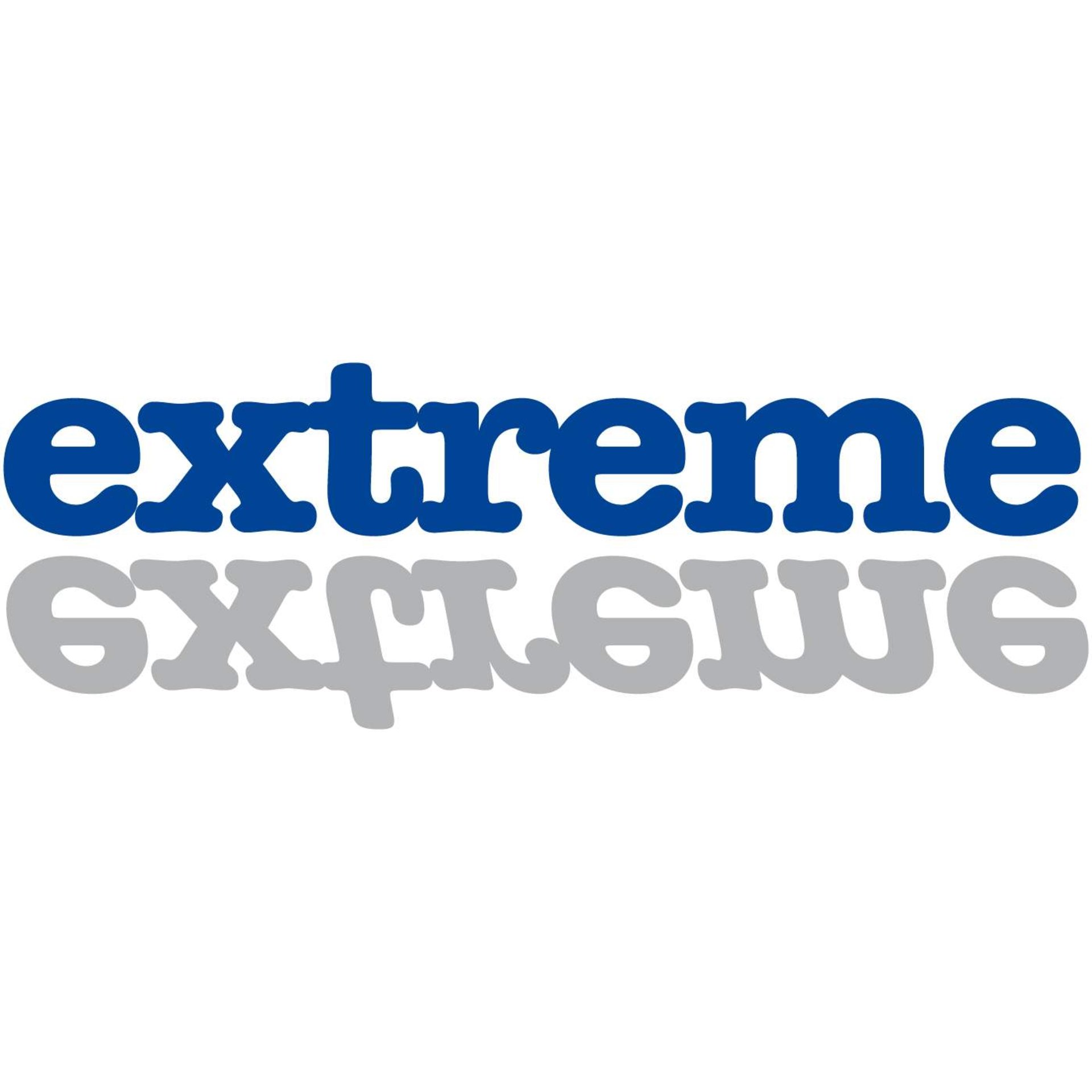 logo, text, extreme, blau, grau