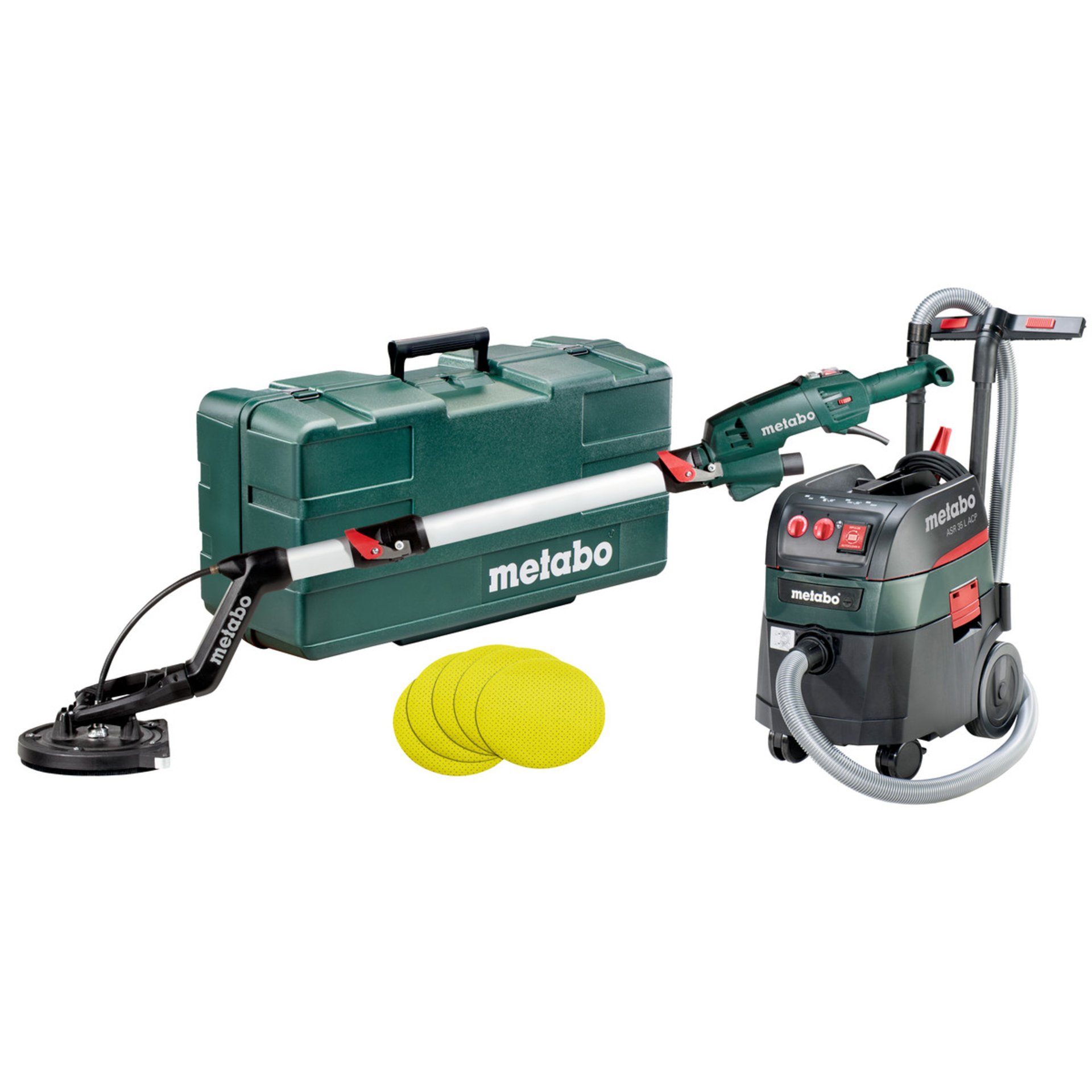 Metabo Set Langhalsschleifer LSV 5-225 Comfort + Allessauger ASR 35 L ACP (690886000) - Kunststoffkoffer Gerät, Rasen, Rasenmäher, Pflanze, Werkzeug