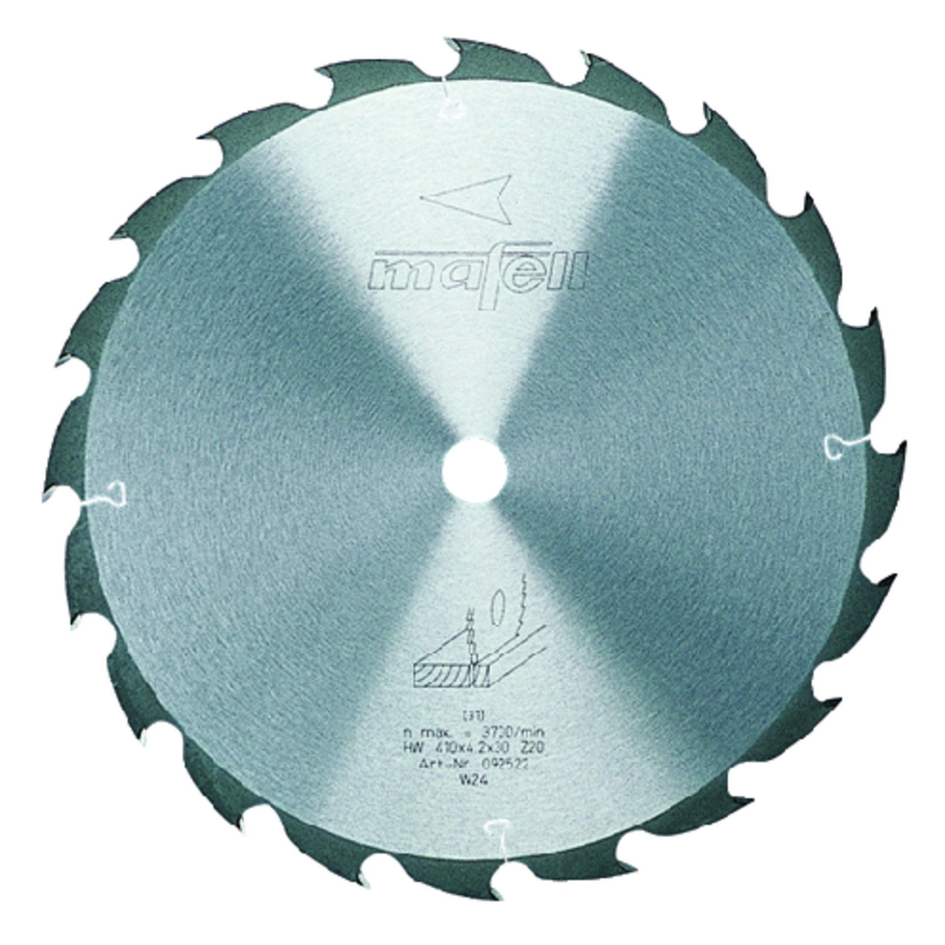Mafell Sägeblatt-HM, 410 x 2,5/4,2 x 30 mm, Z 20, WZ, für Längsschnitte in Holz (MKS 165 Ec)