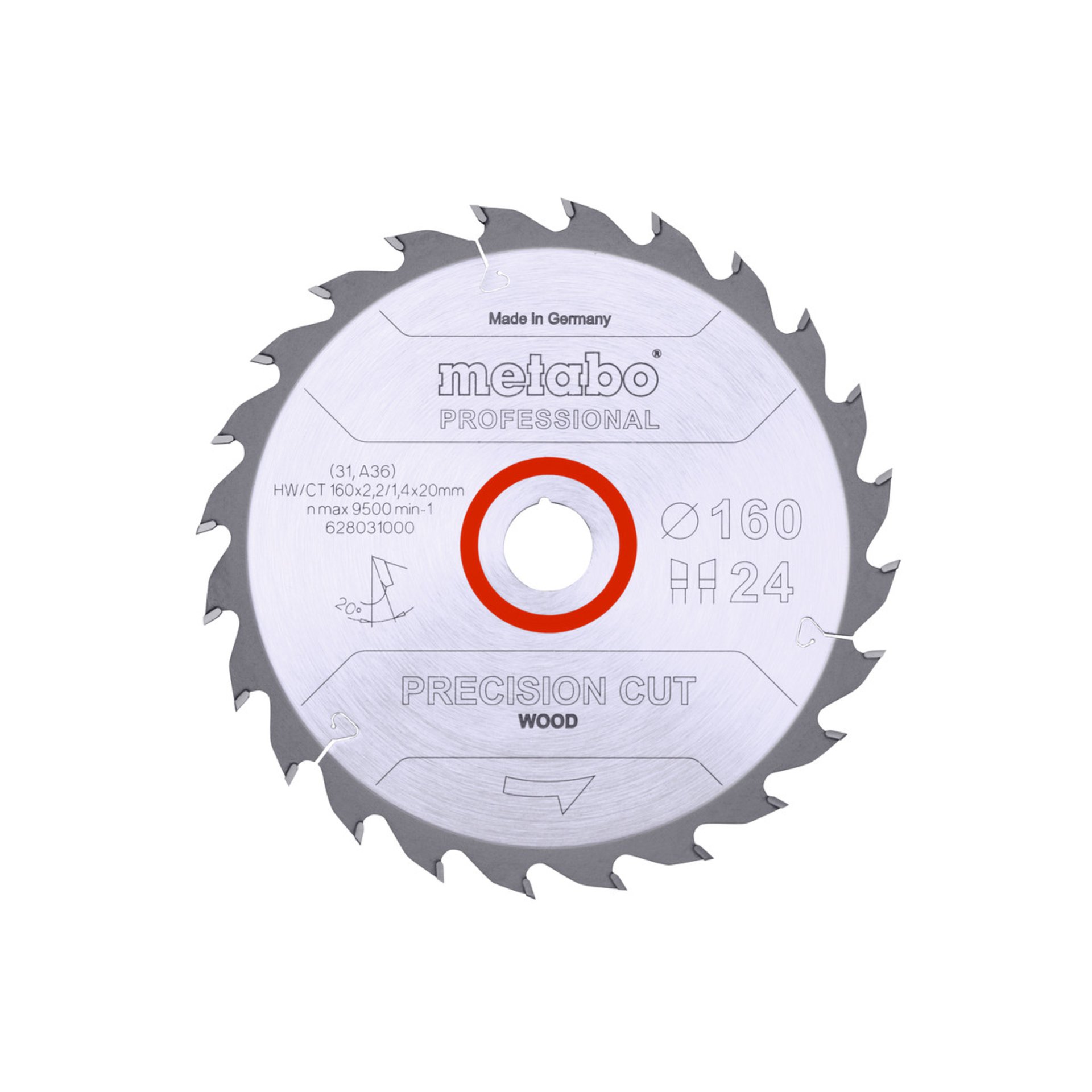 Metabo Sägeblatt "precision cut wood - professional", 160x20, Z24 WZ 20°  (628031000) Elektronik, Hardware, Computerausrüstung