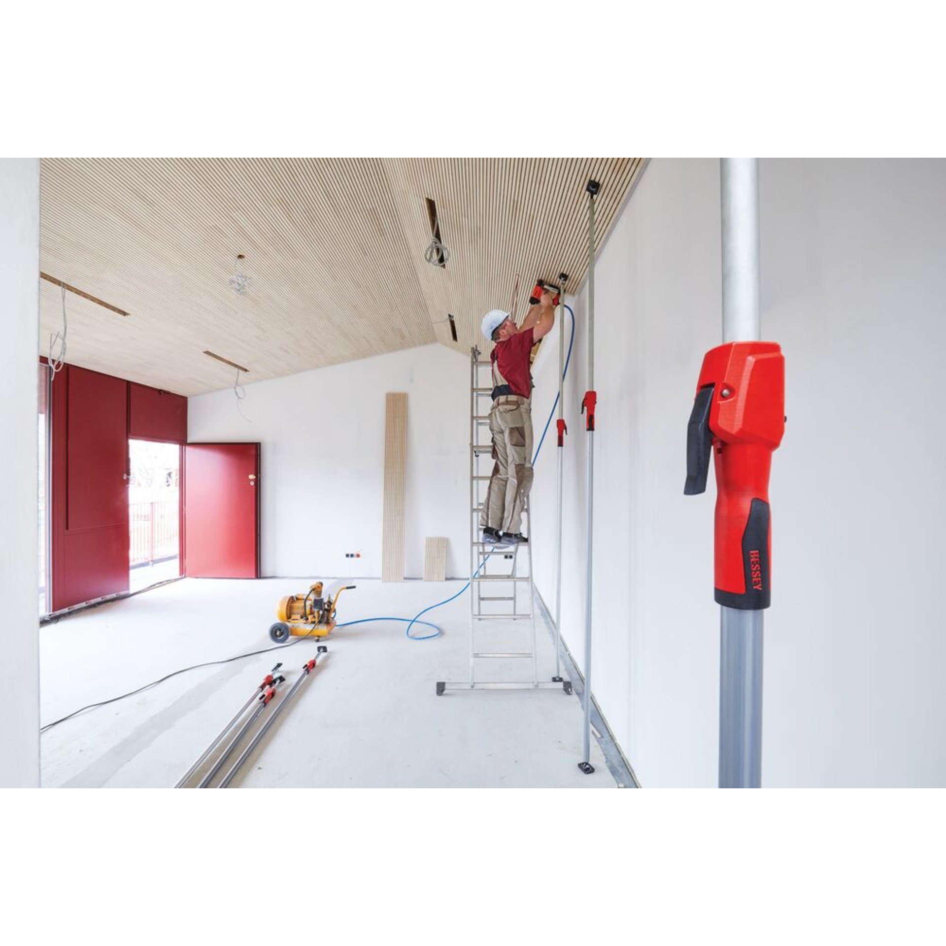 Drinnen, Innenarchitektur, Renovierungsarbeiten, Person, Helm