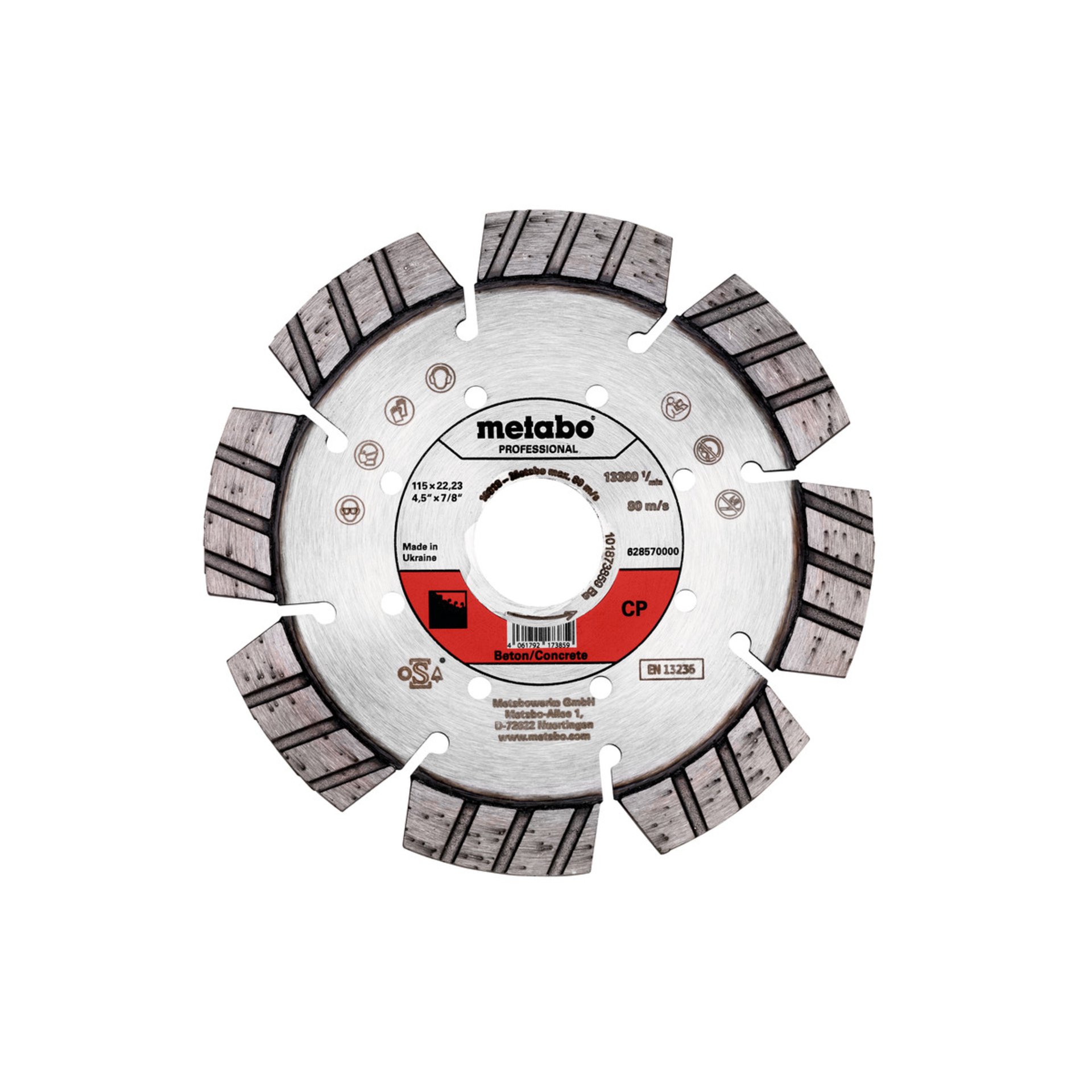 Metabo Diamanttrennscheibe 115x22,23mm, "CP", Beton "professional"  (628570000) Maschine, Sprach, Rad, Kupplungsrad, Getriebe