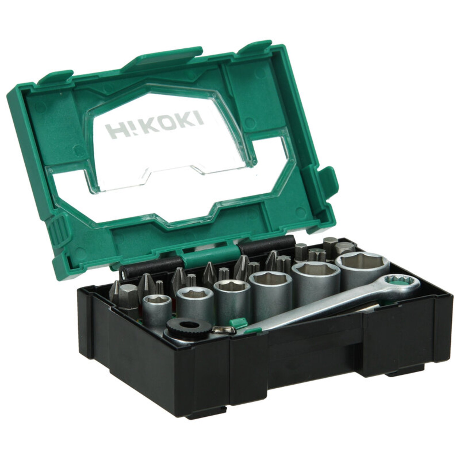Hikoki Bit-Box 1/4", 24-teilig, 25mm, inkl. Ratsche, Größe I Hikoki Bit-Box 1/4", 24-teilig, 25mm, inkl. Ratsche, Größe I