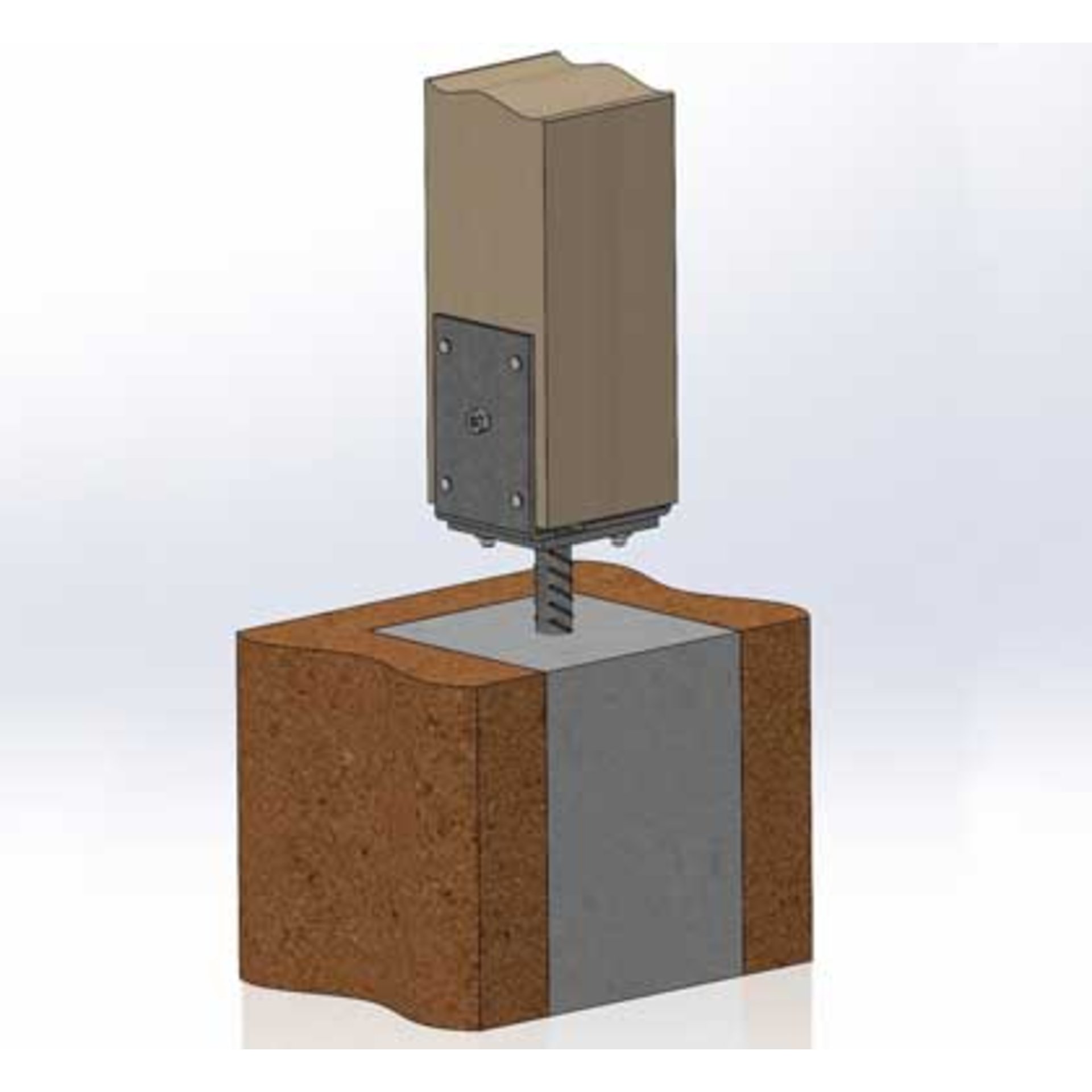 Booster, rechteckige Sockelplatte, Montageplatte, Gewindestange, Betonbase