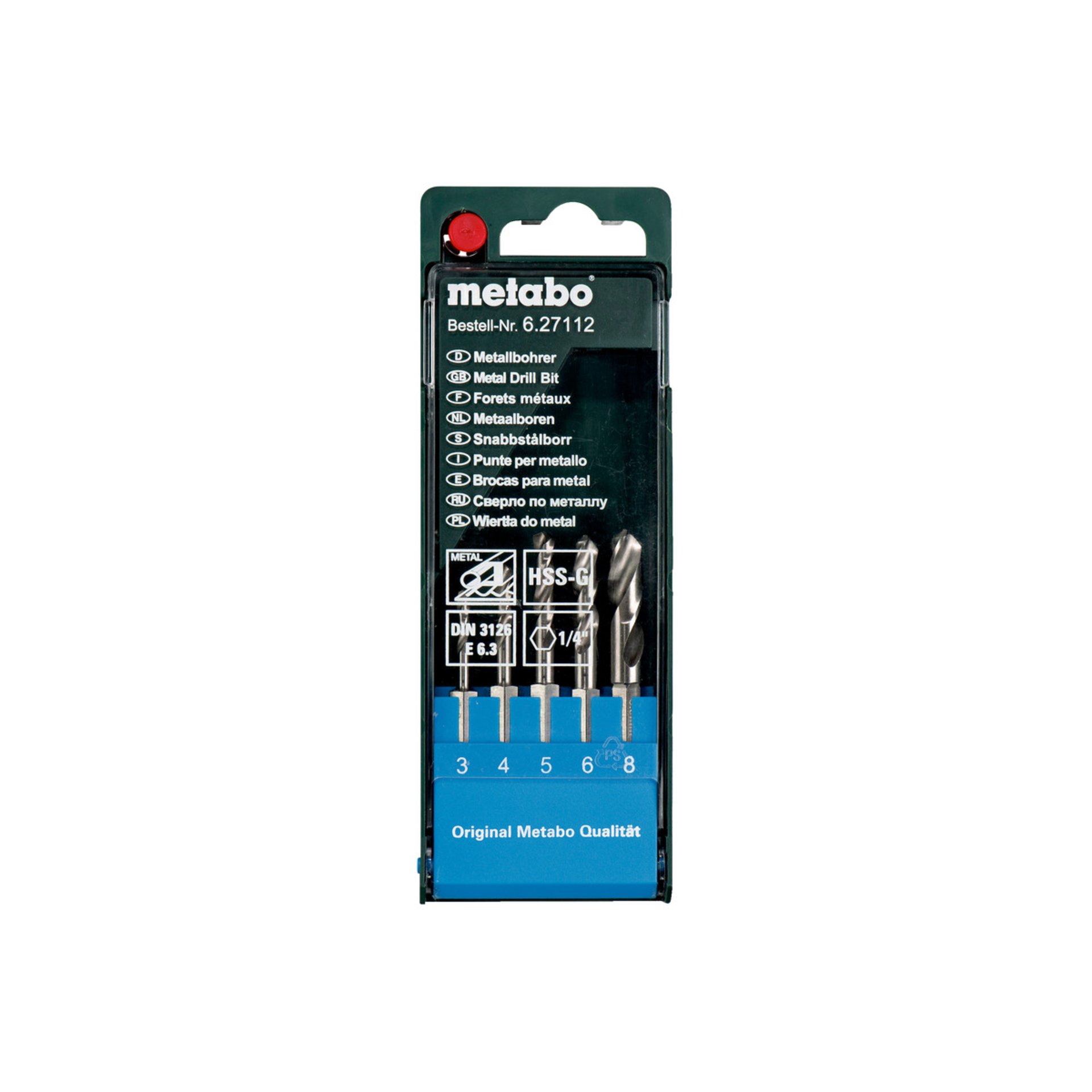 Metabo HSS-G-Bohrerkassette, 5-teilig E 6,3 (627112000) Metabo HSS-G-Bohrerkassette, 5-teilig E 6,3 (627112000)