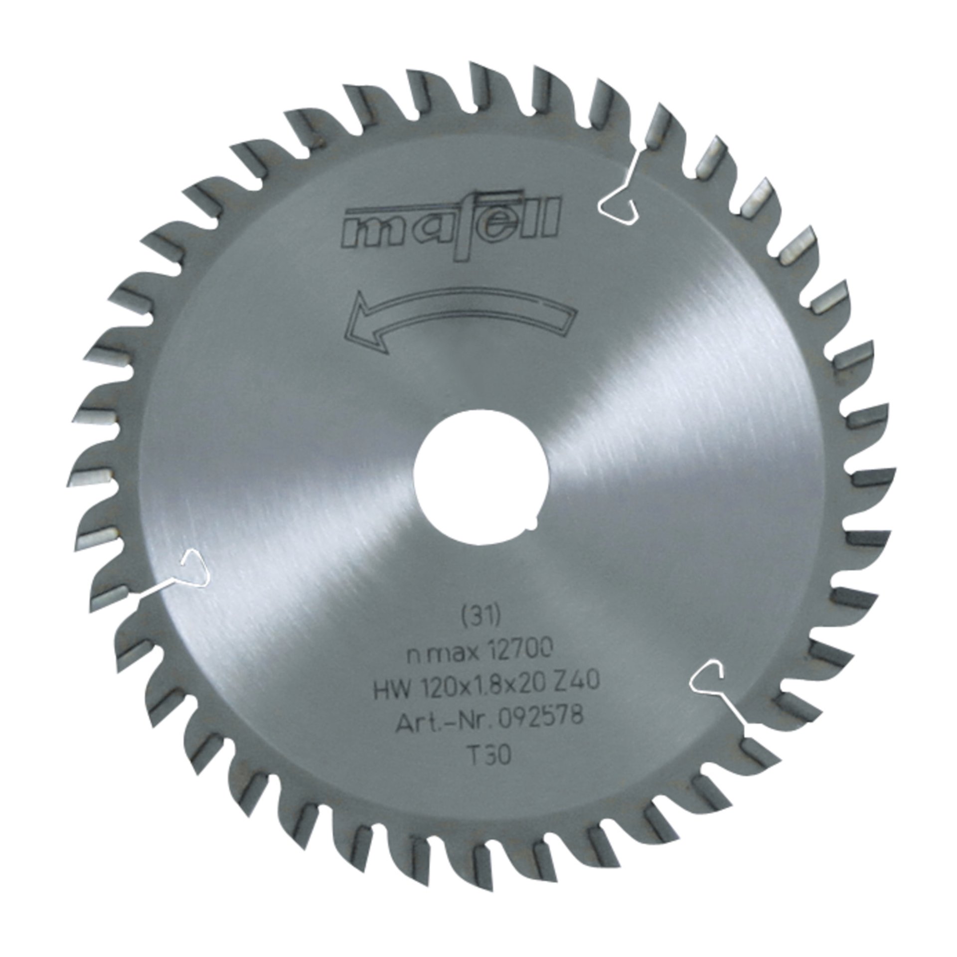 Mafell Sägeblatt-HM, 120 x 1,2/1,8 x 20 mm, Z 40, TR, für Laminat