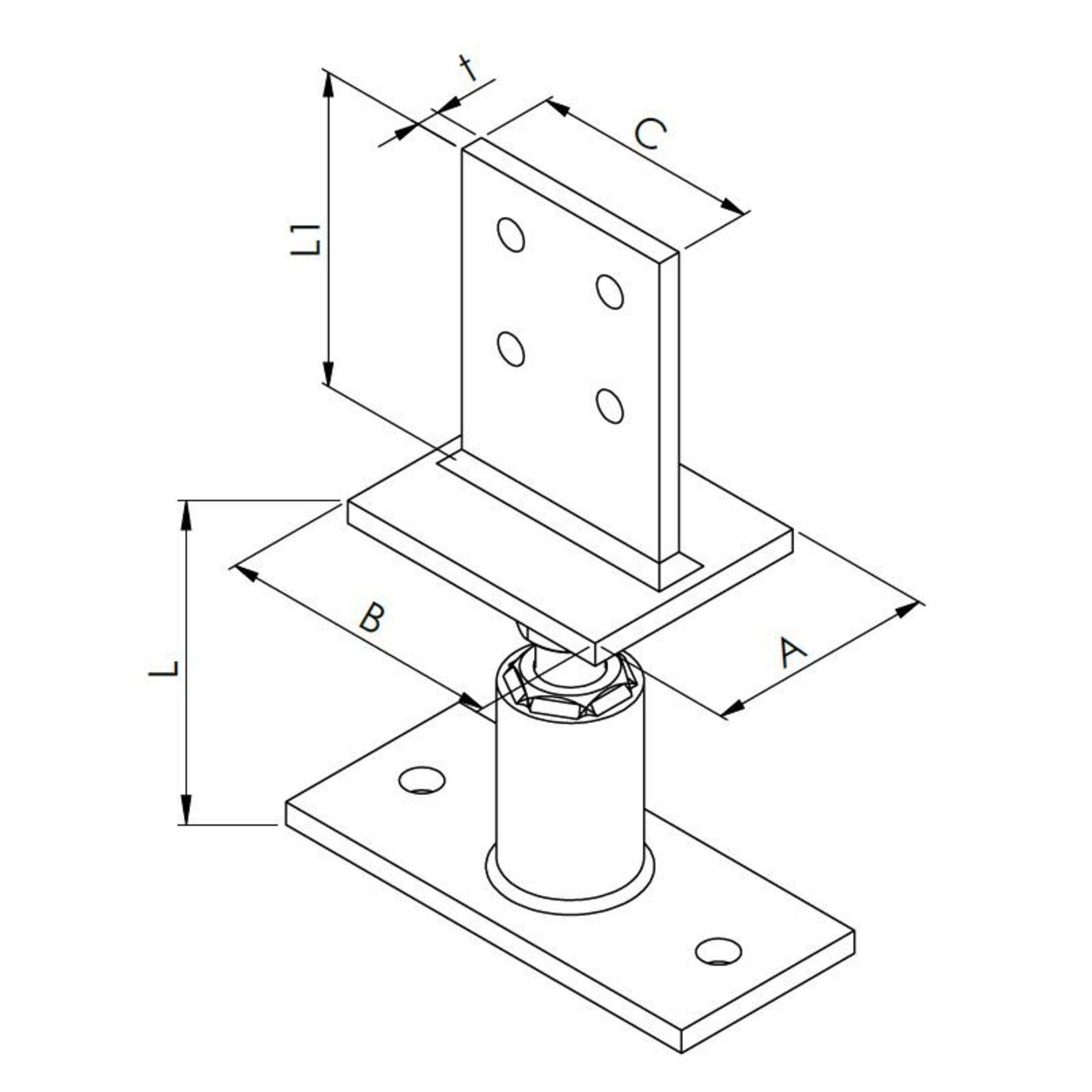 Montageplatte, Lagerung, Bohrungen, Stativ, Vier-Loch-Platte