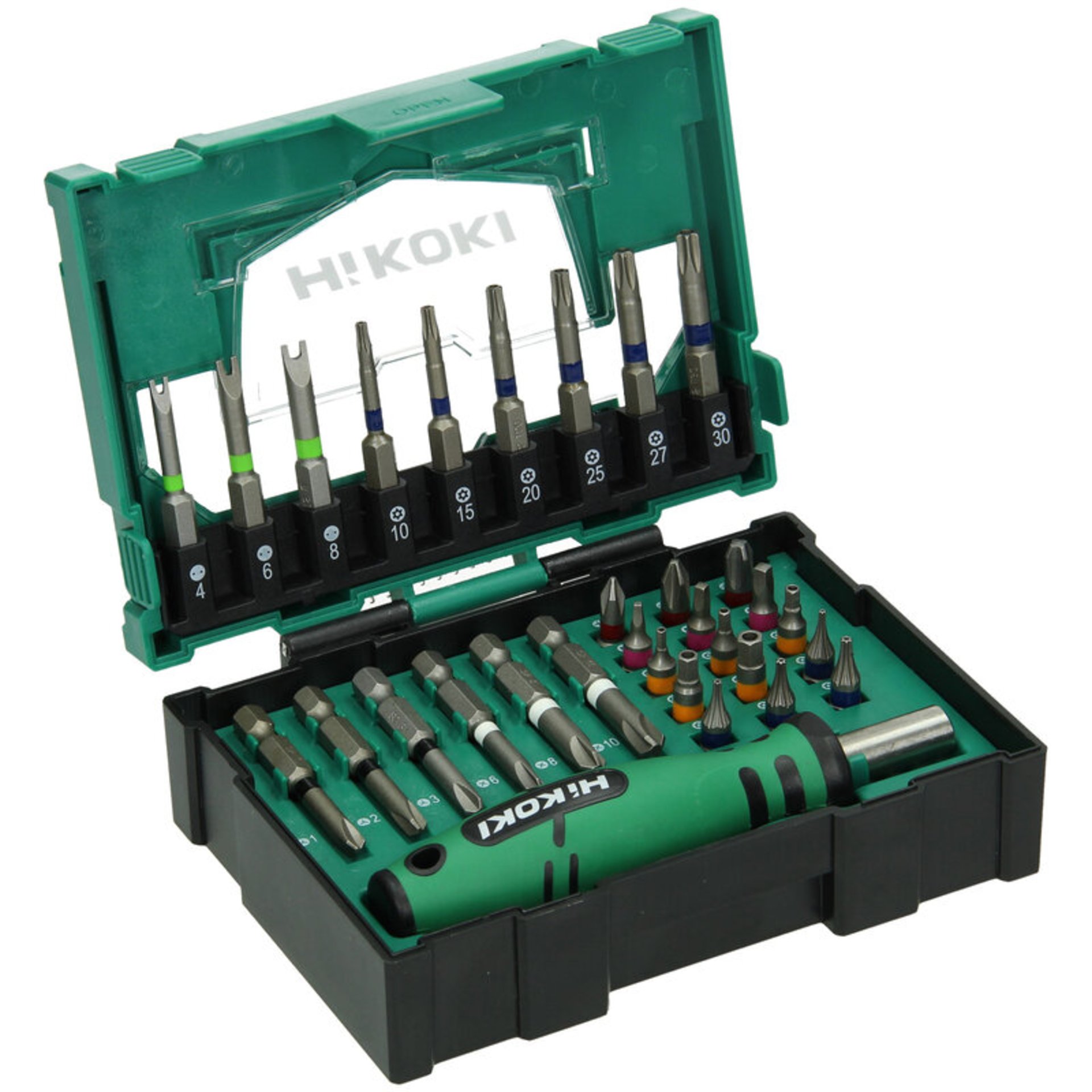 Hikoki Bit-Box 1/4", 31-teilig, mit Handgriff, Größe II Gerät, Spielzeug