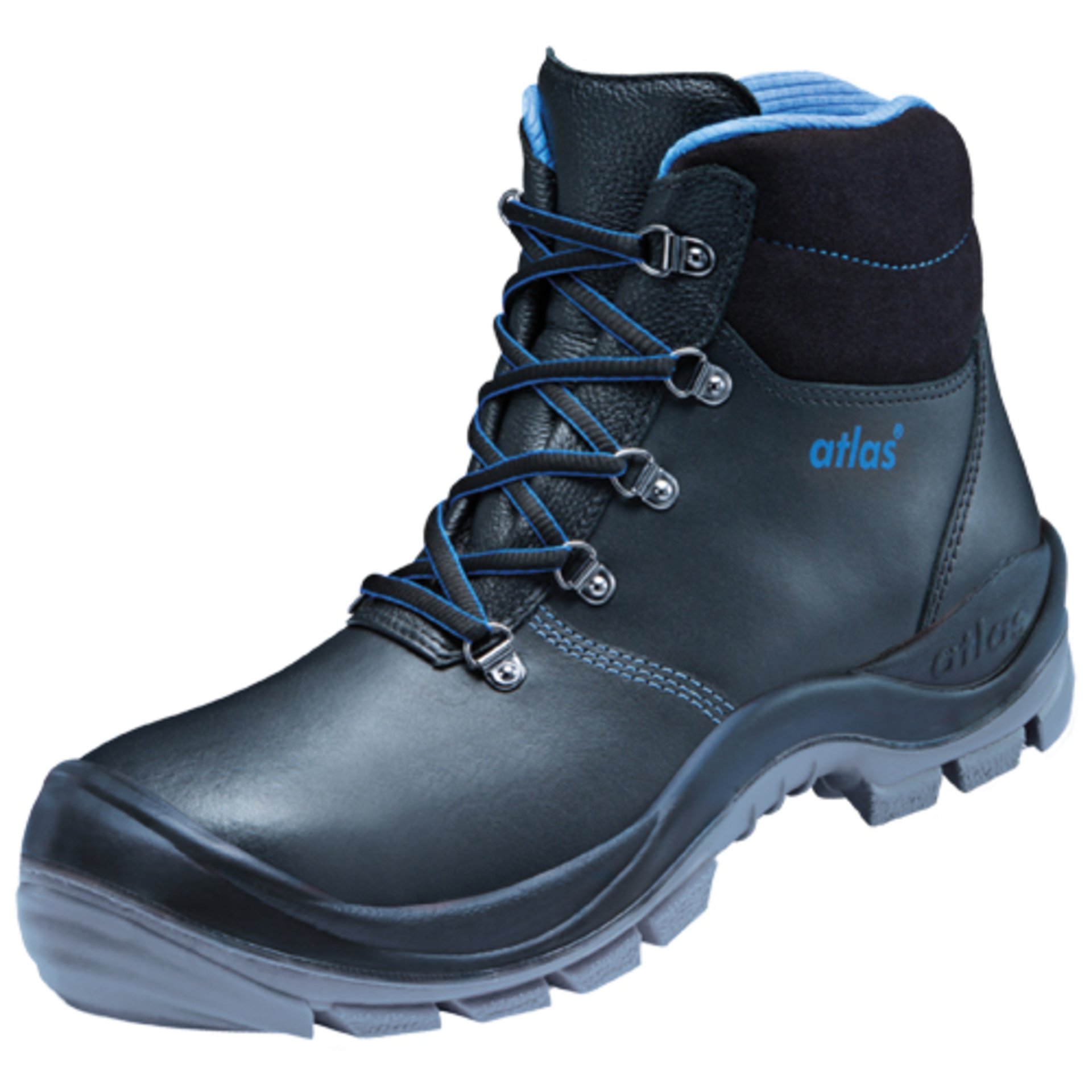 Stiefel, Arbeitsstiefel, Leder, Gummisohle, blau
