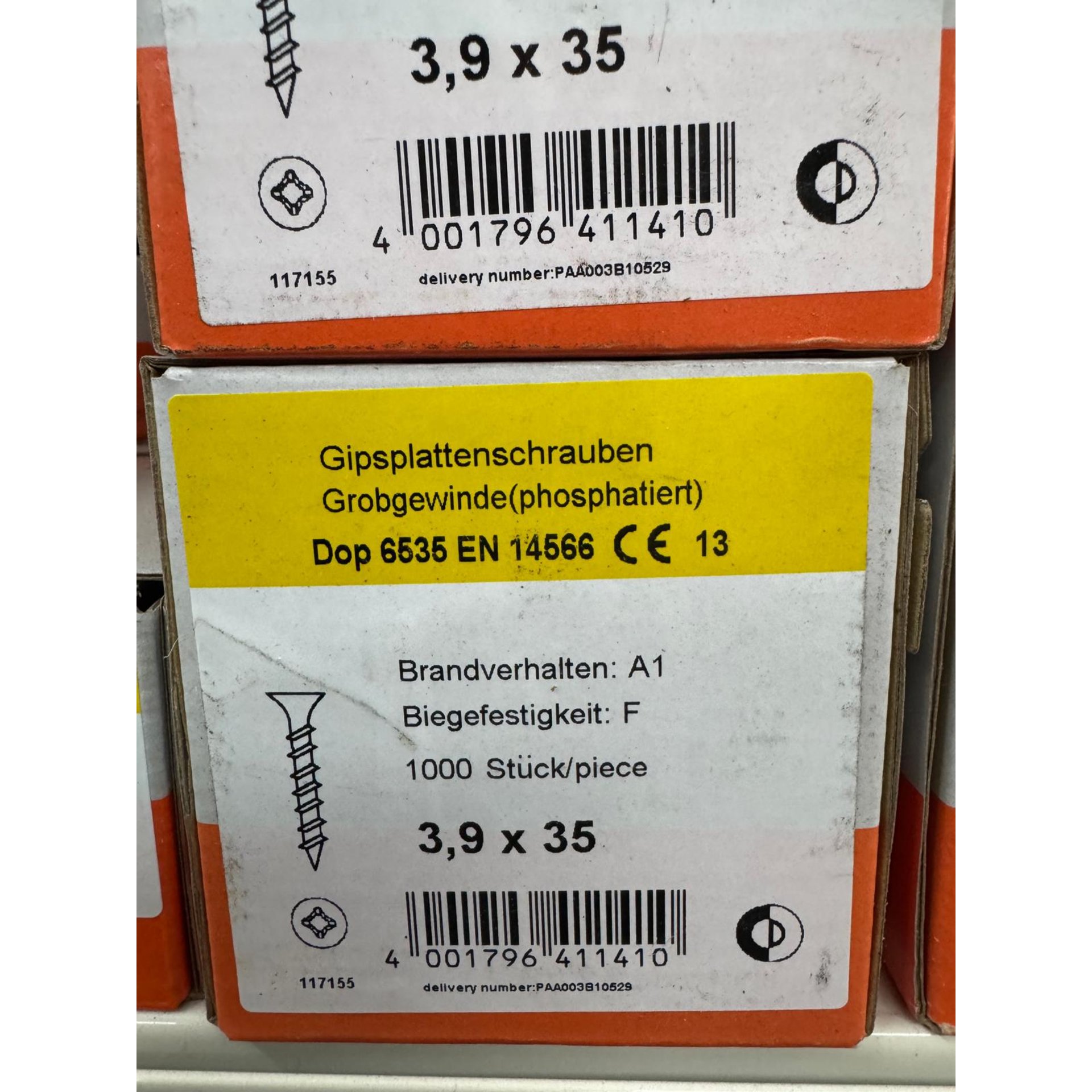 Gipsplattenschrauben, Großgewinde, Phosphatiert, Dop 6535, CE 13