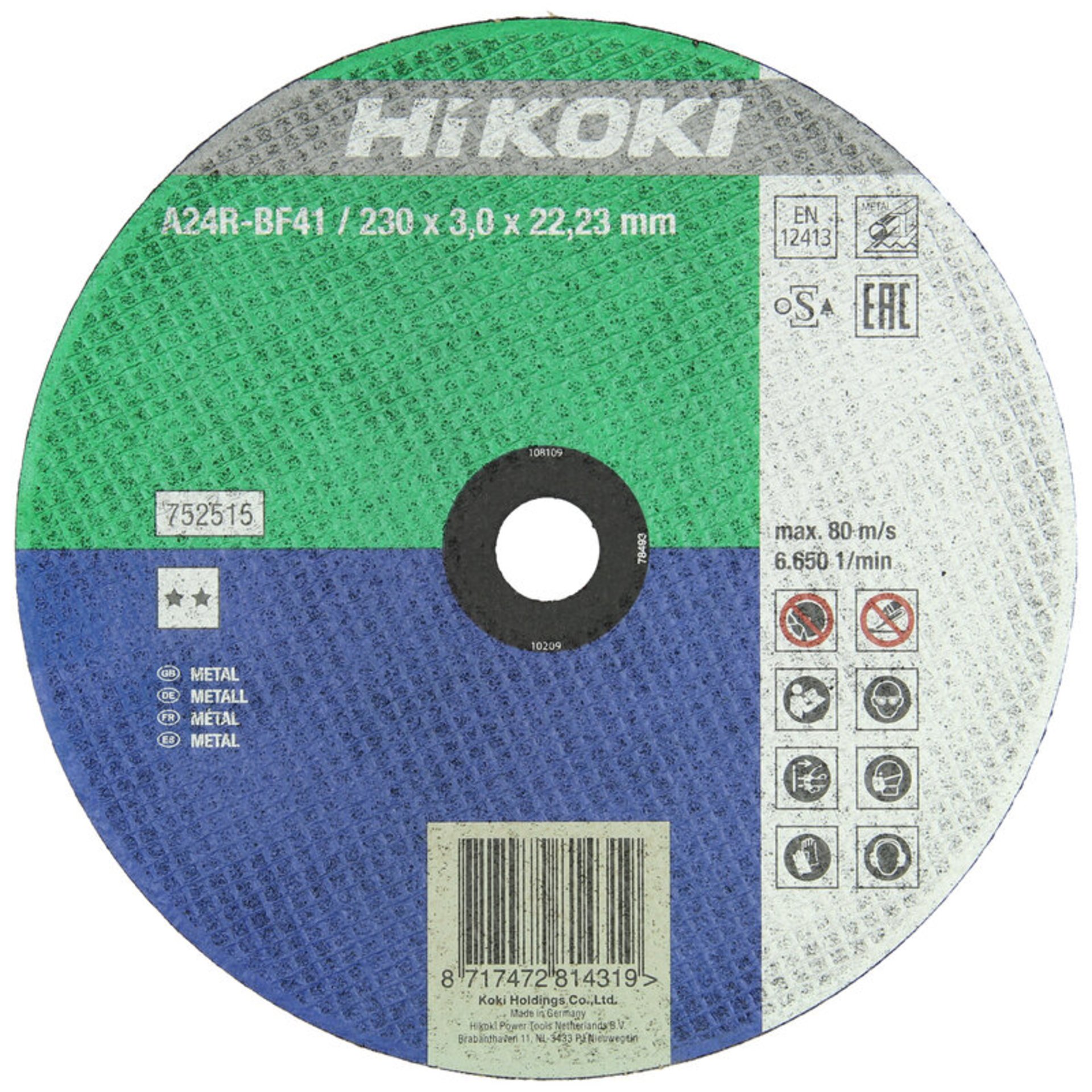 Hikoki Trennscheibe Stahl gerade oder gekröpft, F41, F42 Disk, Dvd