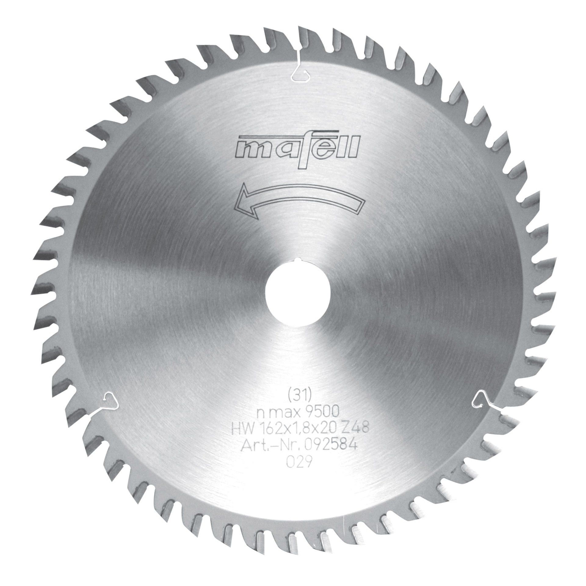 Mafell Sägeblatt-HM, Sägeblatt-HM 162 x 1,2 / 1,8 x 20 mm, Z 48, WZ, für universellen Einsatz in Plattenwerkstoffen