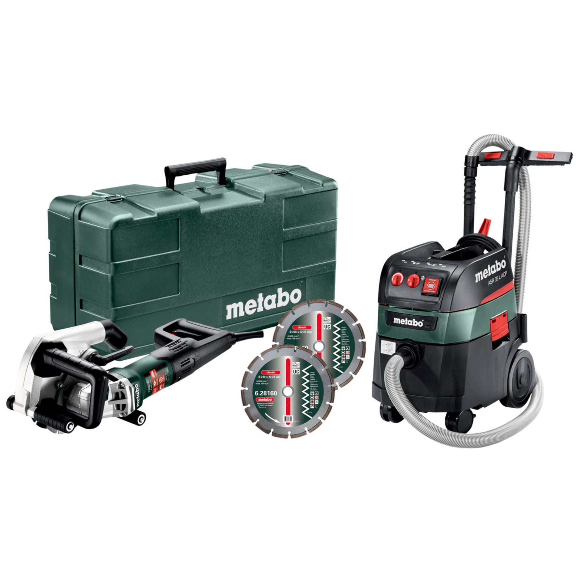 Metabo Mauernutfräse MFE 40 + Allessauger ASR 35 L ACP Set (691058000) - Kunststoffkoffer Maschine, Rasen, Rasenmäher, Pflanze, Werkzeug