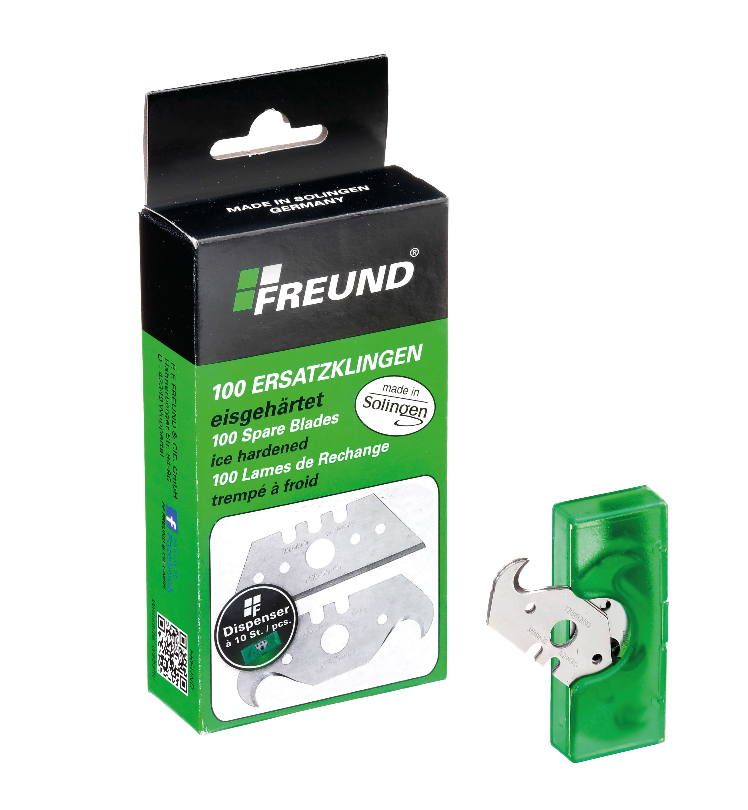 02310100 Hakenklinge , 70 mm, Dachdecker, 10 Stück Klingen im Dispender, Freund