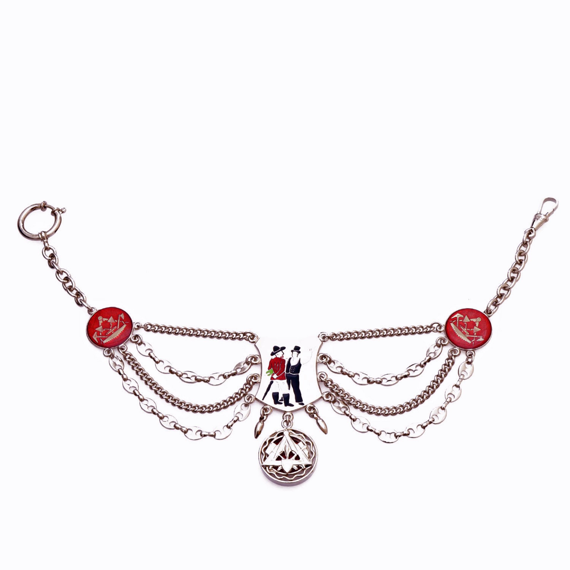 Maurer Prachtuhrkette, vernickelt im Etui Zubehor, Schmuck, Halskette, Diamant, Ohrring