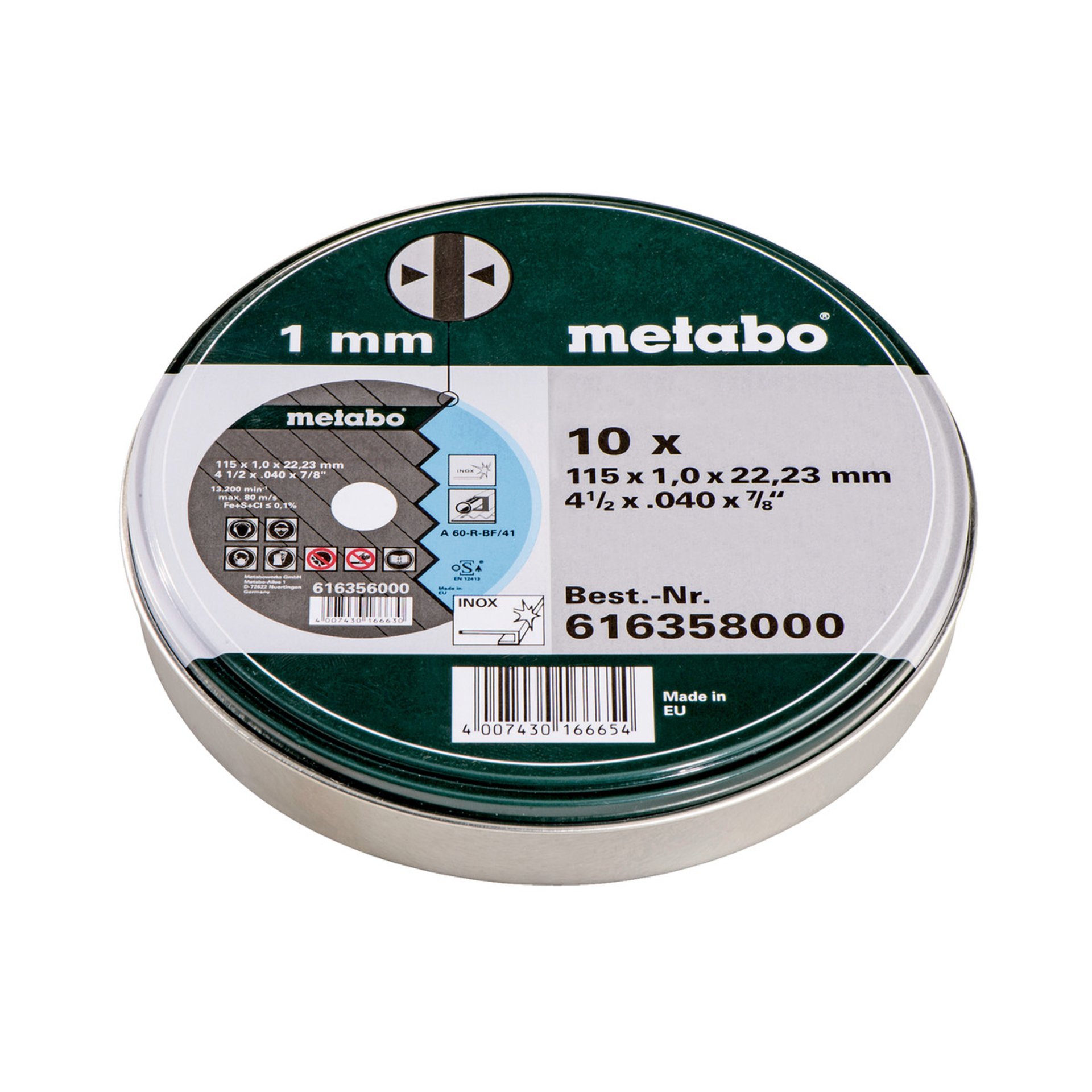 Metabo 10 Trennscheiben - SP 115x1,0x22,23 Inox, TF 41 (616358000)