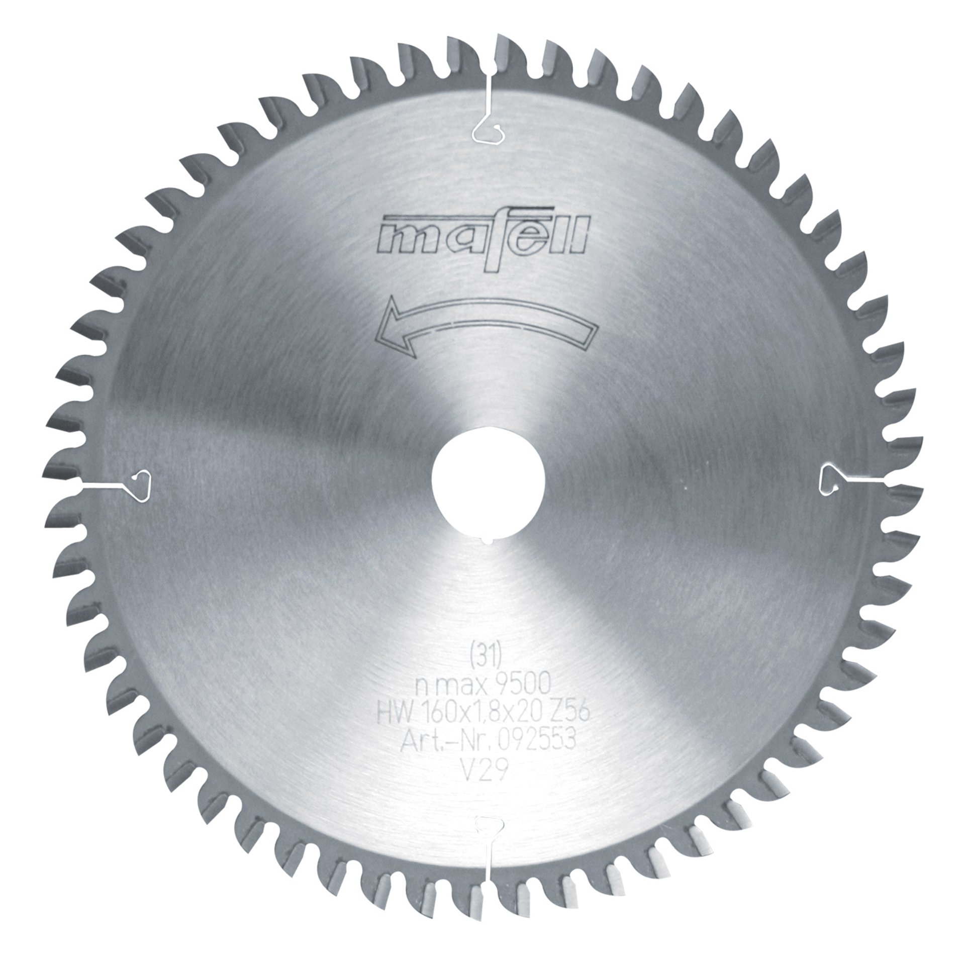 Mafell Sägeblatt-HM, 160 x 1,2/1,8 x 20 mm, Z 56, FZ/TZ, für Feinschnitte in Holz