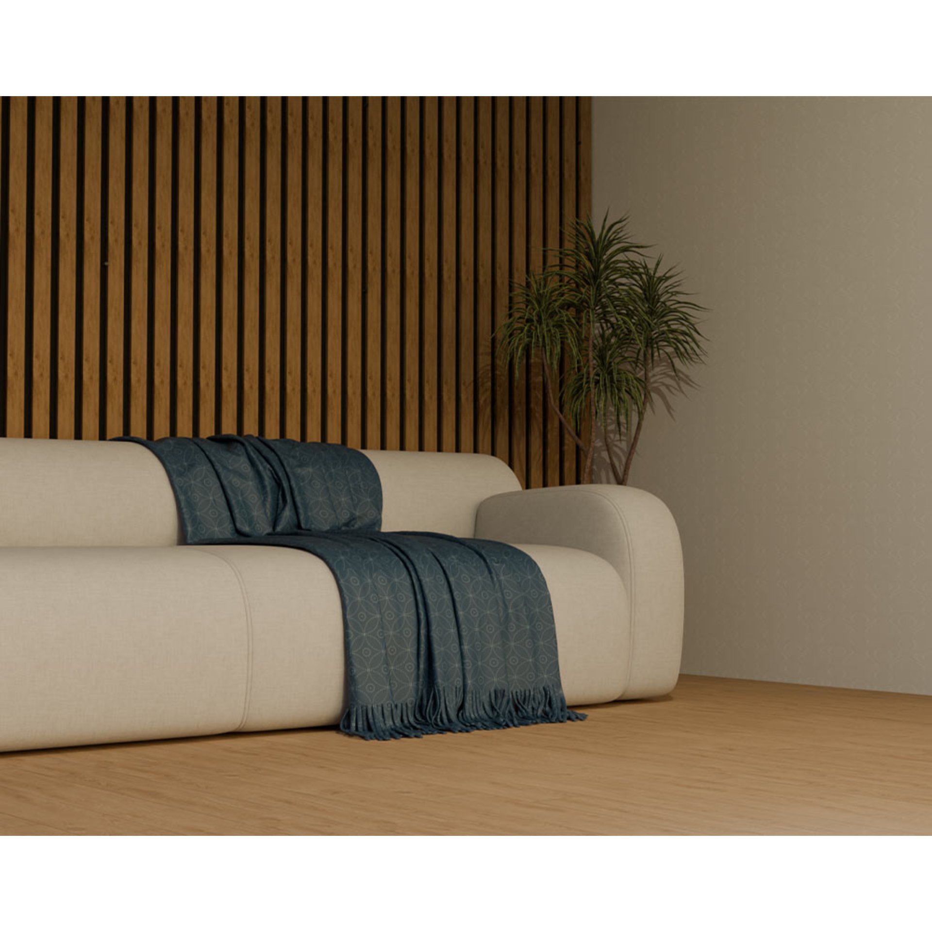 Drinnen, Innenarchitektur, Paneele aus Holz, Couch, Kissen