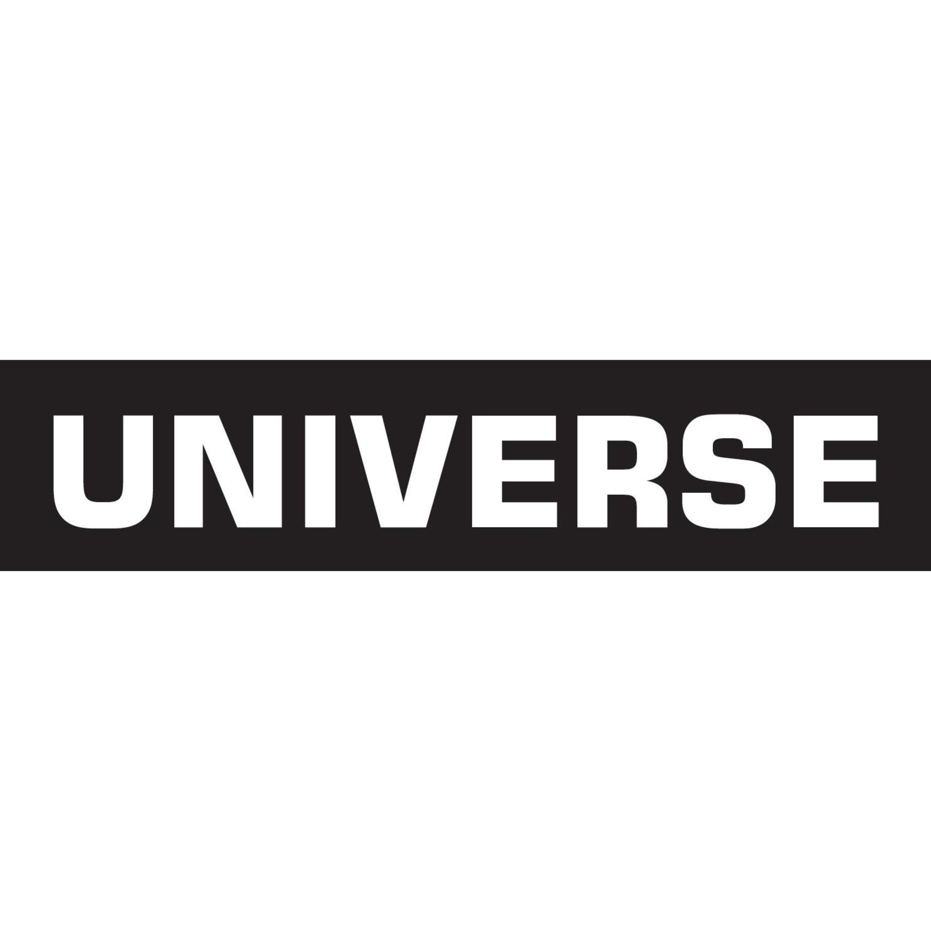 logo, schwarze bande, weißer text, universum, banner