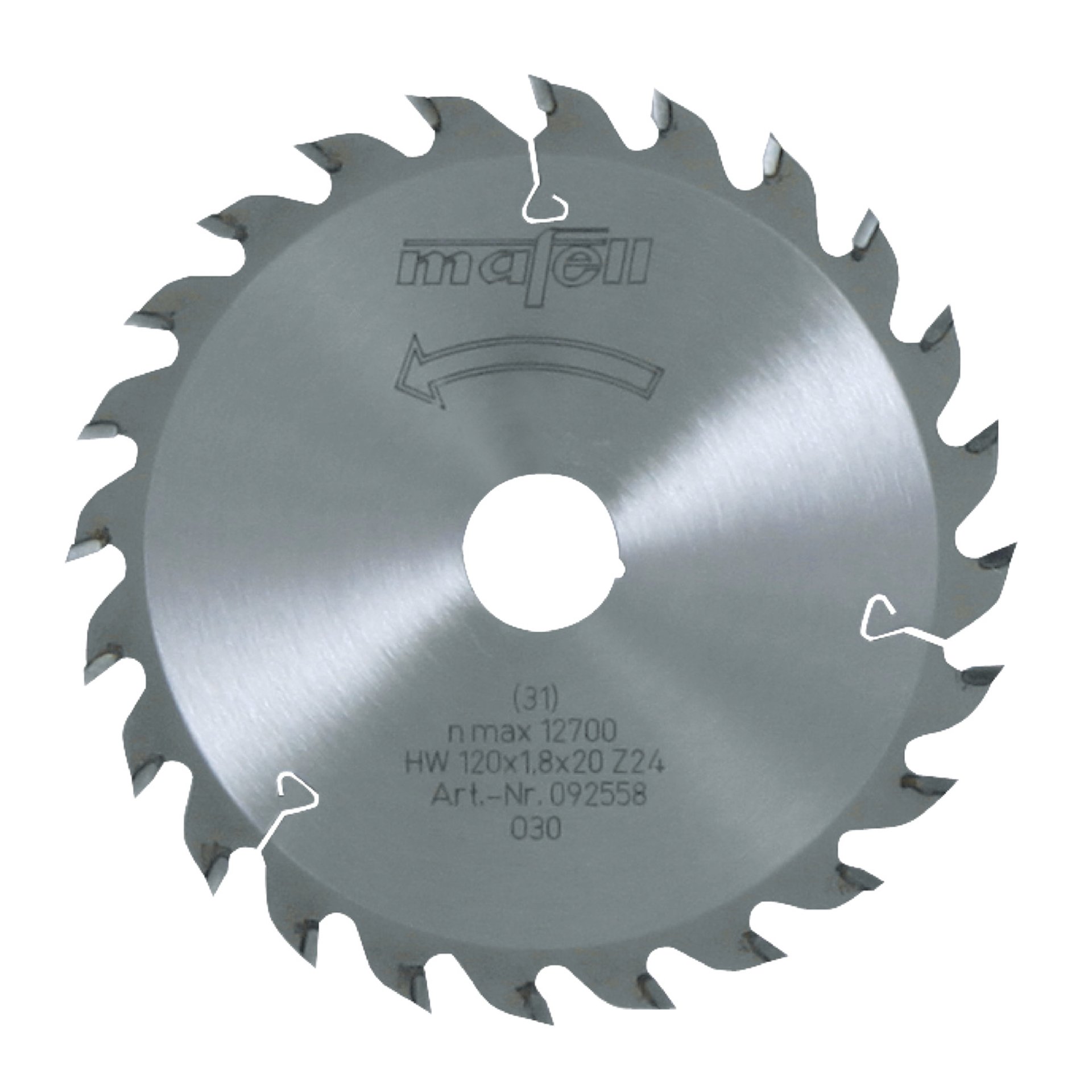 Mafell Sägeblatt-HM, 120 x 1,2/1,8 x 20 mm, Z 24, WZ, für universellen Einsatz in Holz