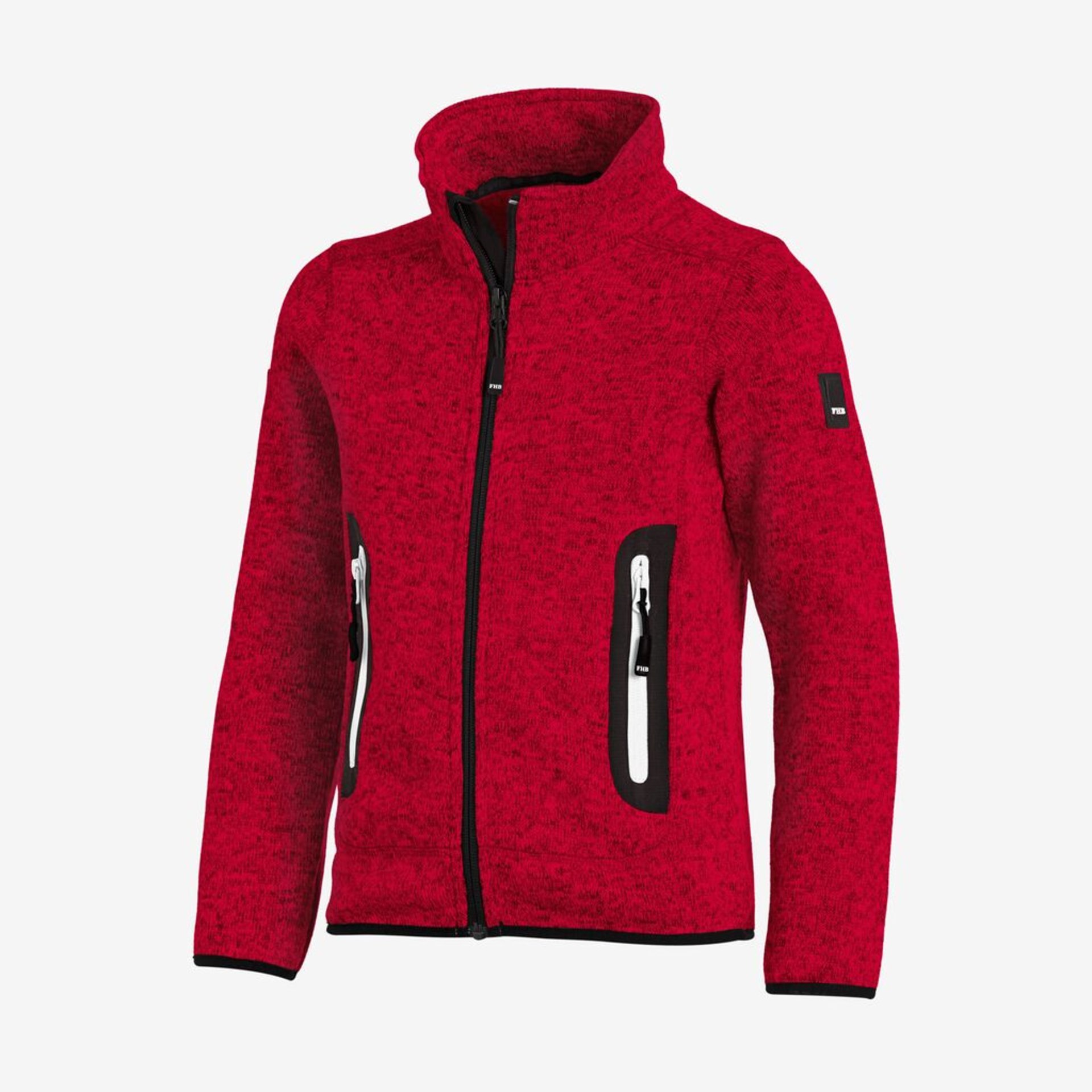 Fleecejacke, Rot, Reißverschluss, Zwei Reißverschlusstaschen, Sportjacke