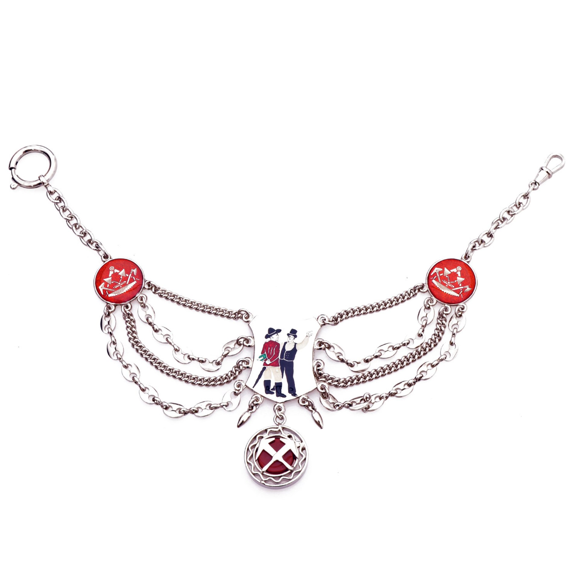 Dachdecker Prachtuhrkette, vernickelt im Etui Zubehor, Schmuck, Halskette