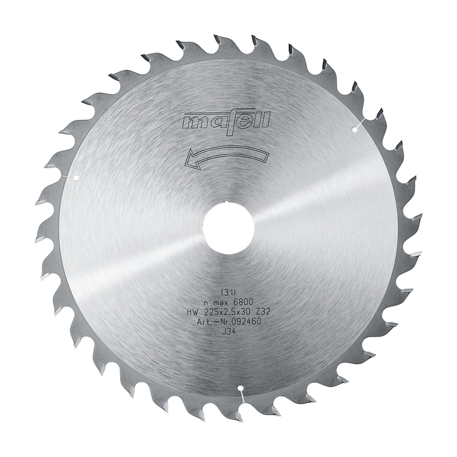 Mafell Sägeblatt-HM, 225 x 1,8/2,5 x 30 mm, Z 32, WZ, für universellen Einsatz