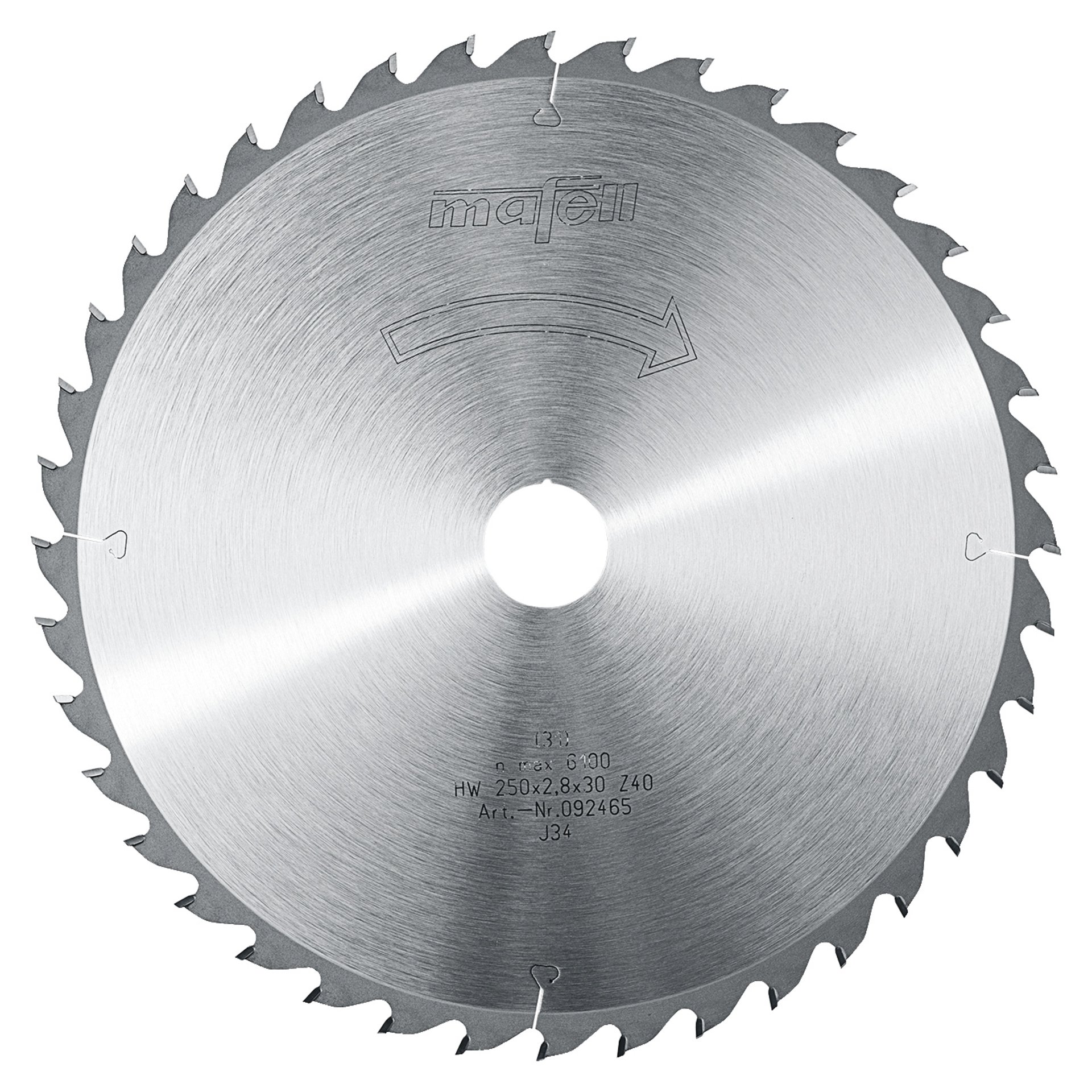 Mafell Sägeblatt-HM, 250 x 1,8/2,8 x 30 mm, Z 40, WZ, für universellen Einsatz