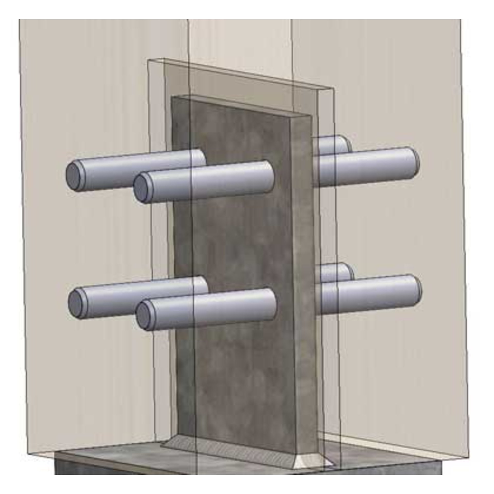 stahlplatte, halterung, rohre, wandmontage, stütze