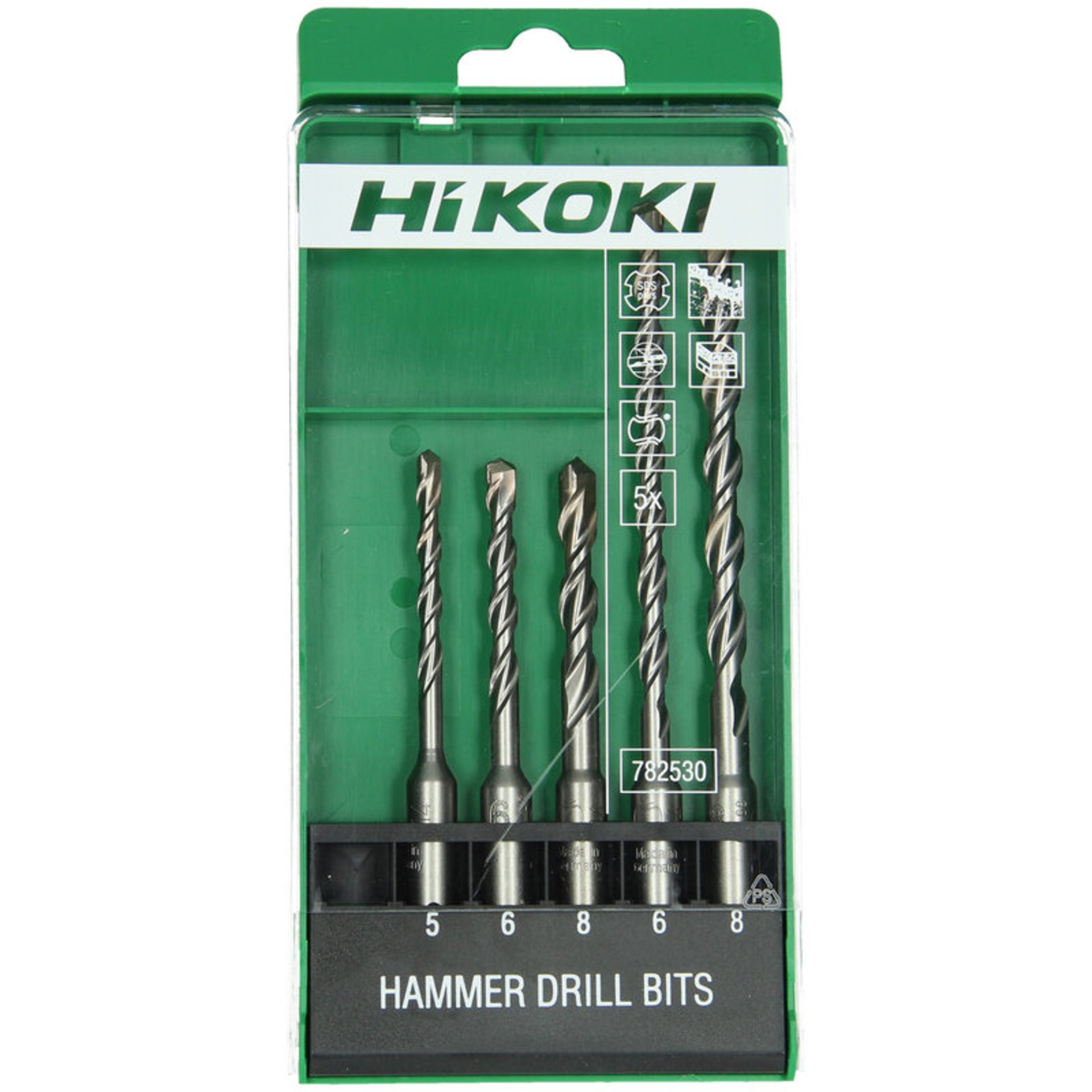 Hikoki HM-Hammerbohrerset SDS-Plus (5-teilig) 5/6/8 x 110 mm 6/8 x 160 mm Hikoki HM-Hammerbohrerset SDS-Plus (5-teilig) 5/6/8 x 110 mm 6/8 x 160 mm