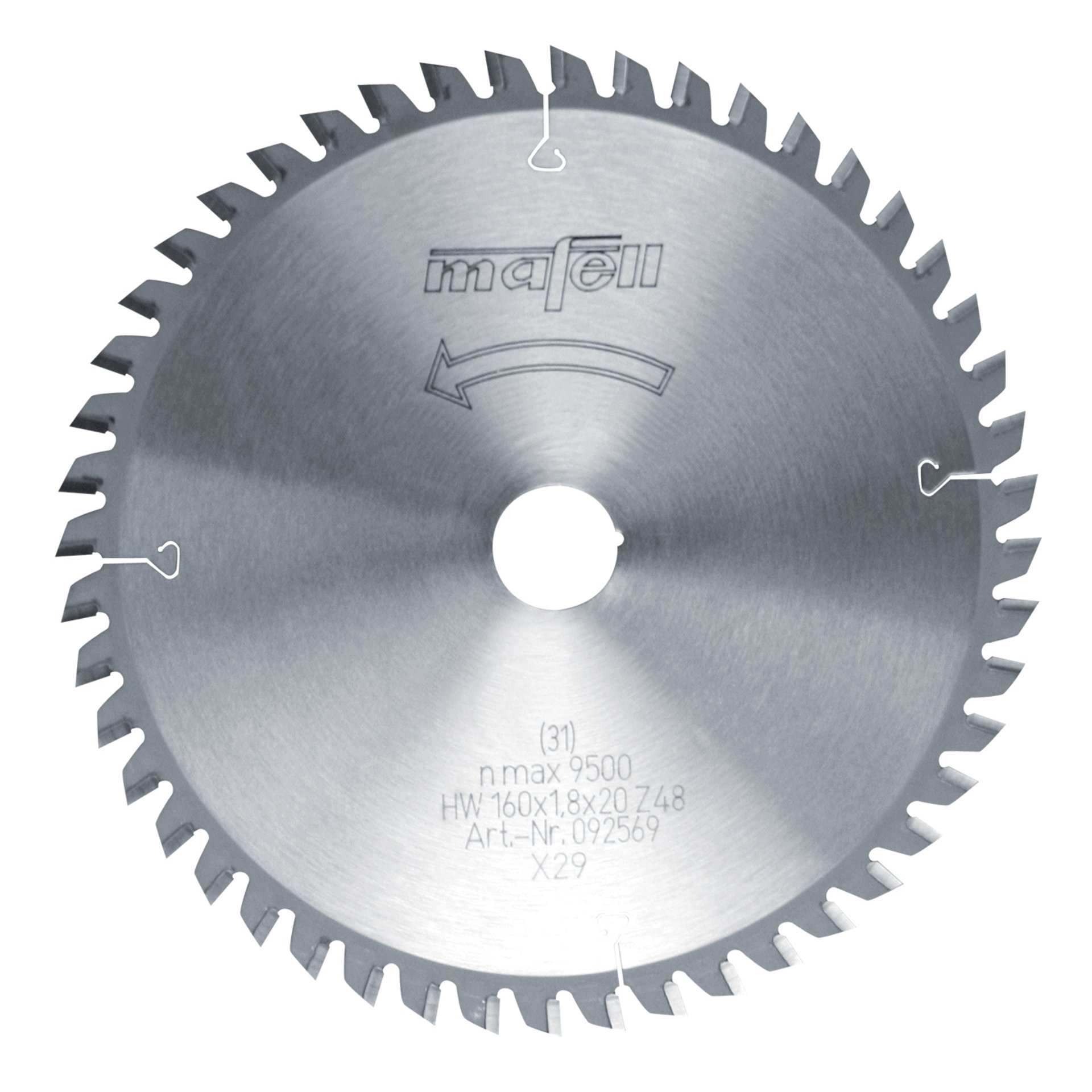 Mafell Sägeblatt-HM, 160 x 1,2/1,8 x 20 mm, Z 48, FZ/TR, für Schichtstoffplatten (Trespa)