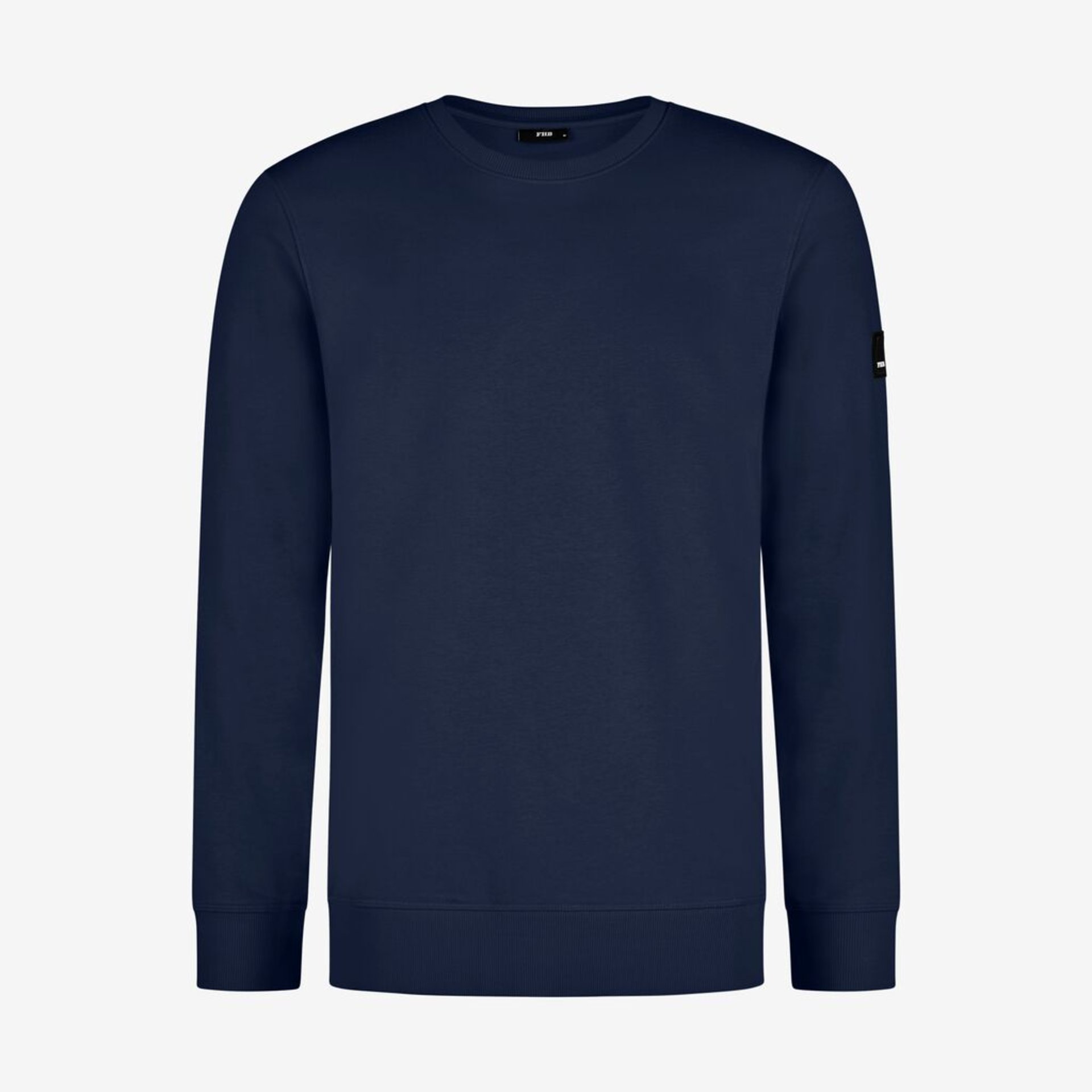 Crewneck, Navy, Langarmshirt, Baumwolle, Uni