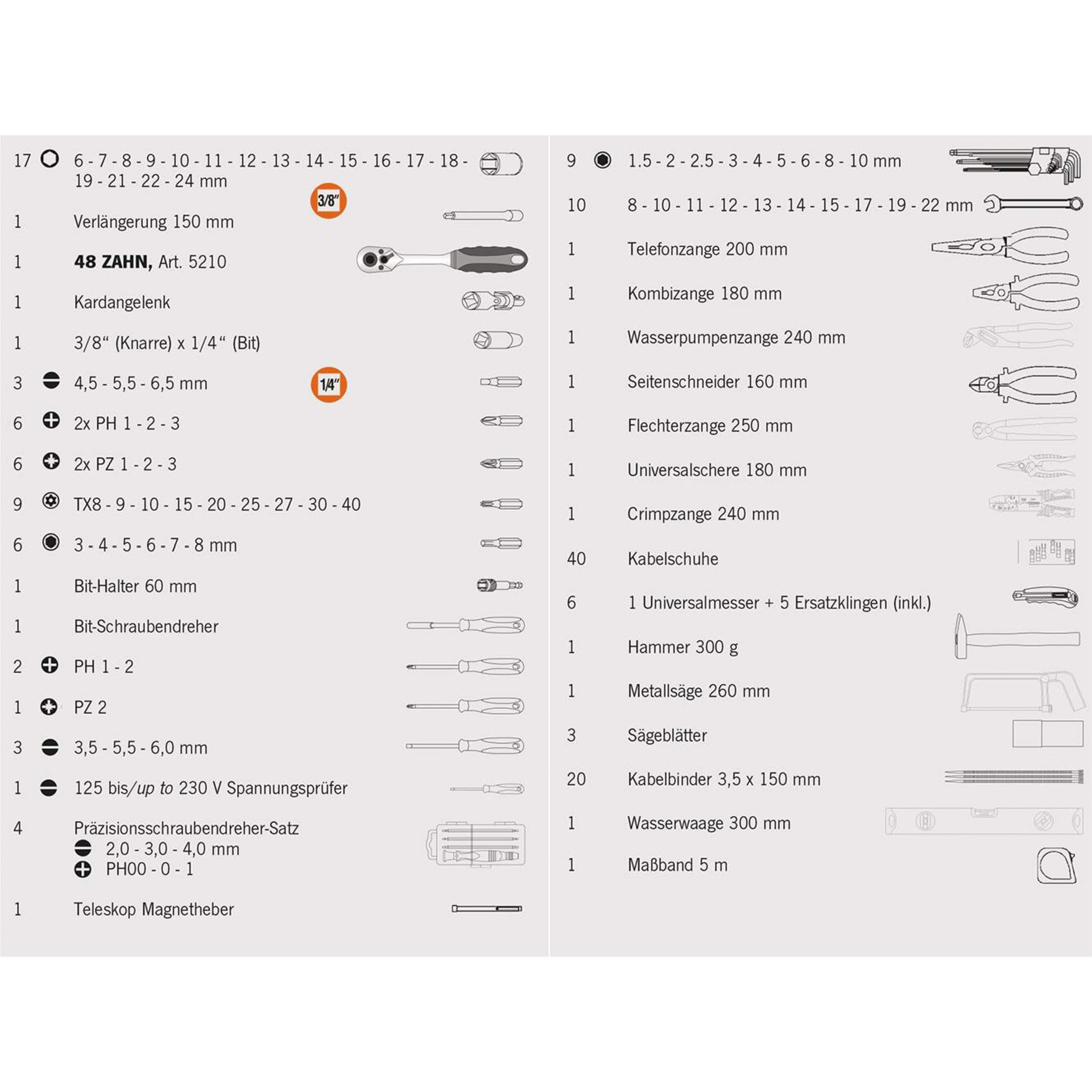 Zubehör, Werkzeugset, Schraubendreher, Zange, Sägeblätter