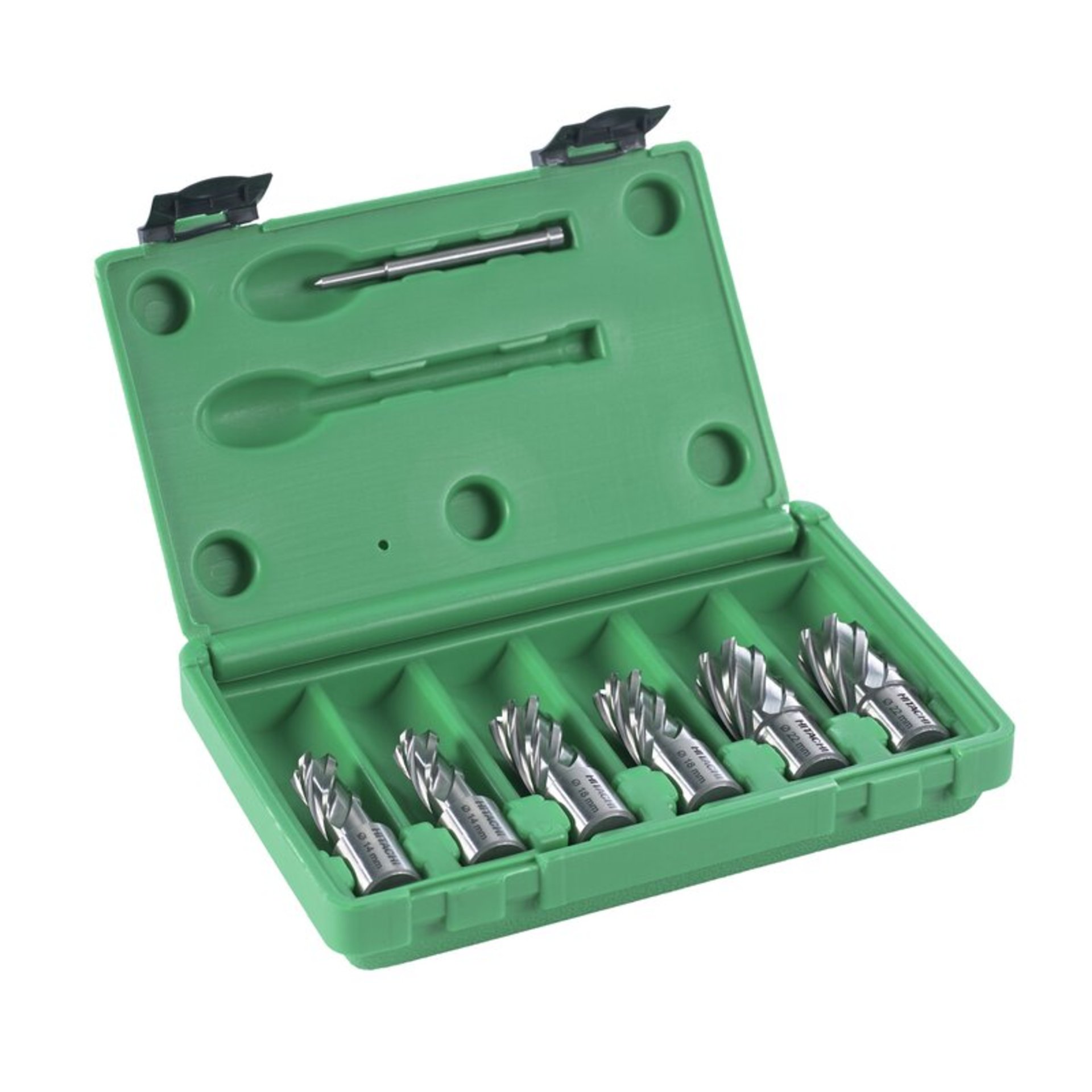 Hikoki Kernbohrerset HSS  (7-teilig) 2x14/18/22x30mm + Auswerfstift Erste Hilfe