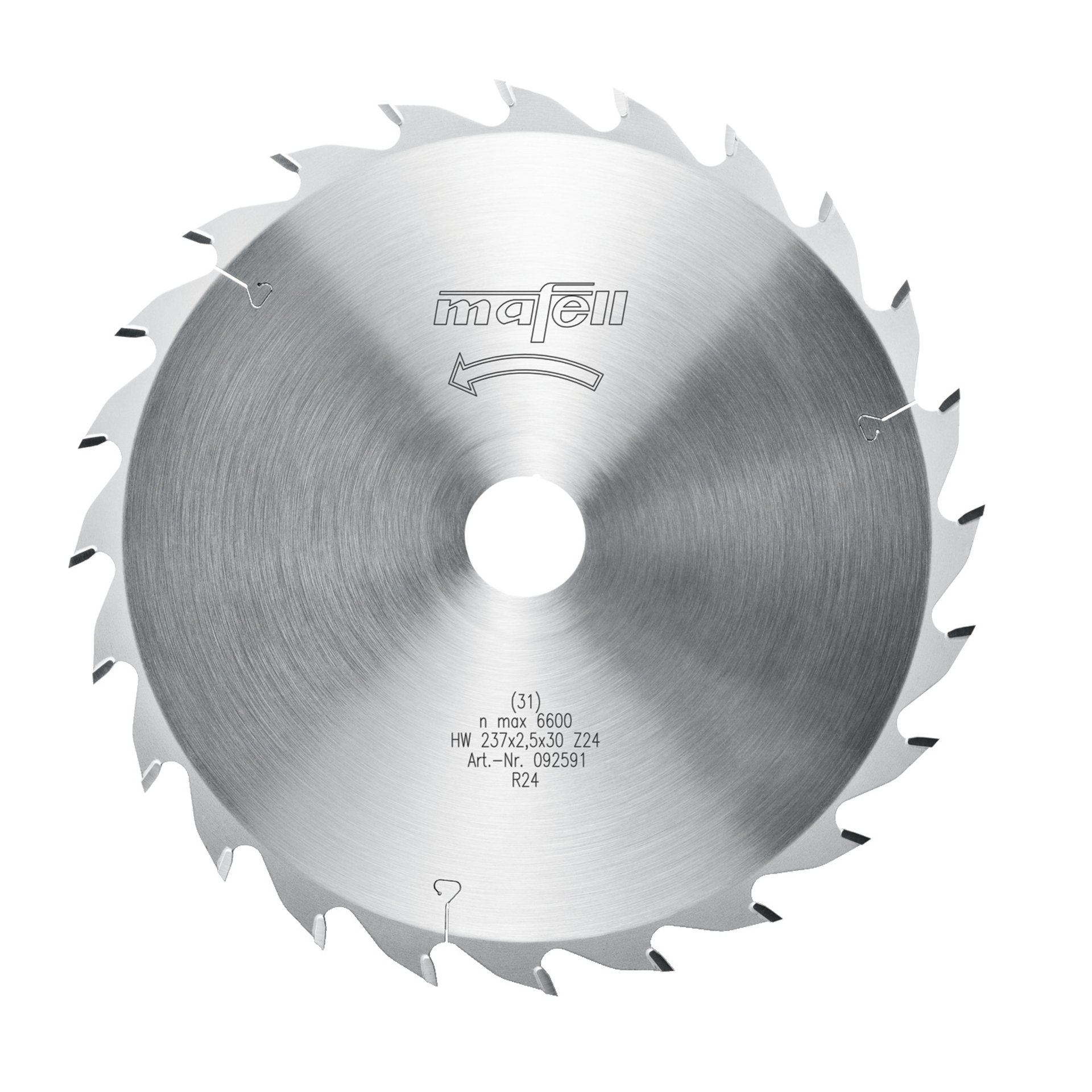 Mafell Sägeblatt-HM, 237 x 1,8/2,5 x 30 mm, Z 24, WZ, für Längs- und Querschnitte
