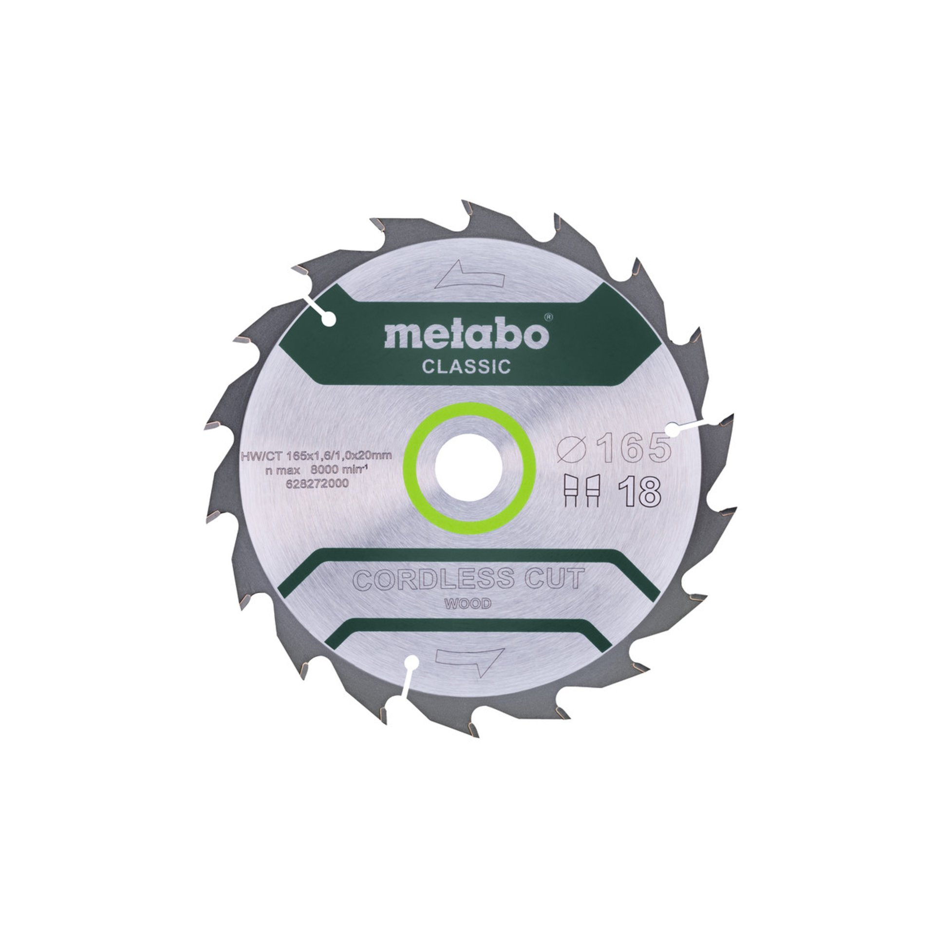Metabo Sägeblatt "cordless cut wood - classic", 165x20 Z18 WZ 20° (628272000) Elektronik, Hardware, Computerausrüstung
