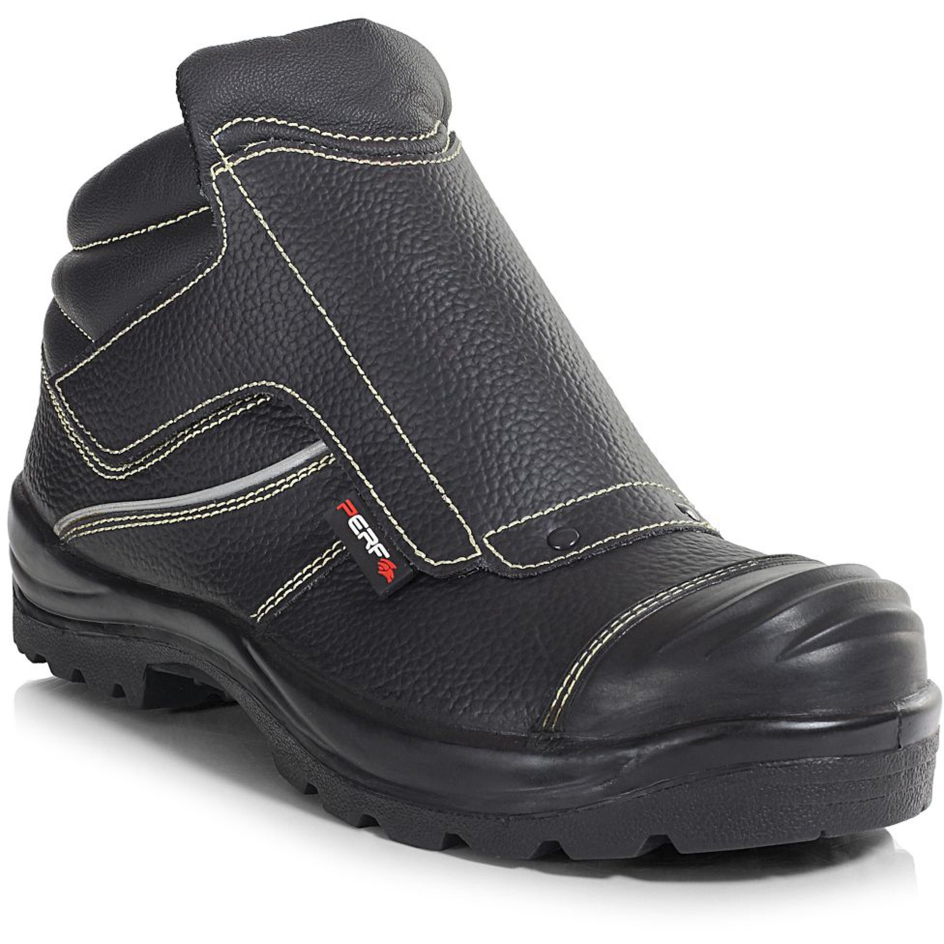 Stiefel, Sicherheitsstiefel, Schwarz, Leder, Stichnaht