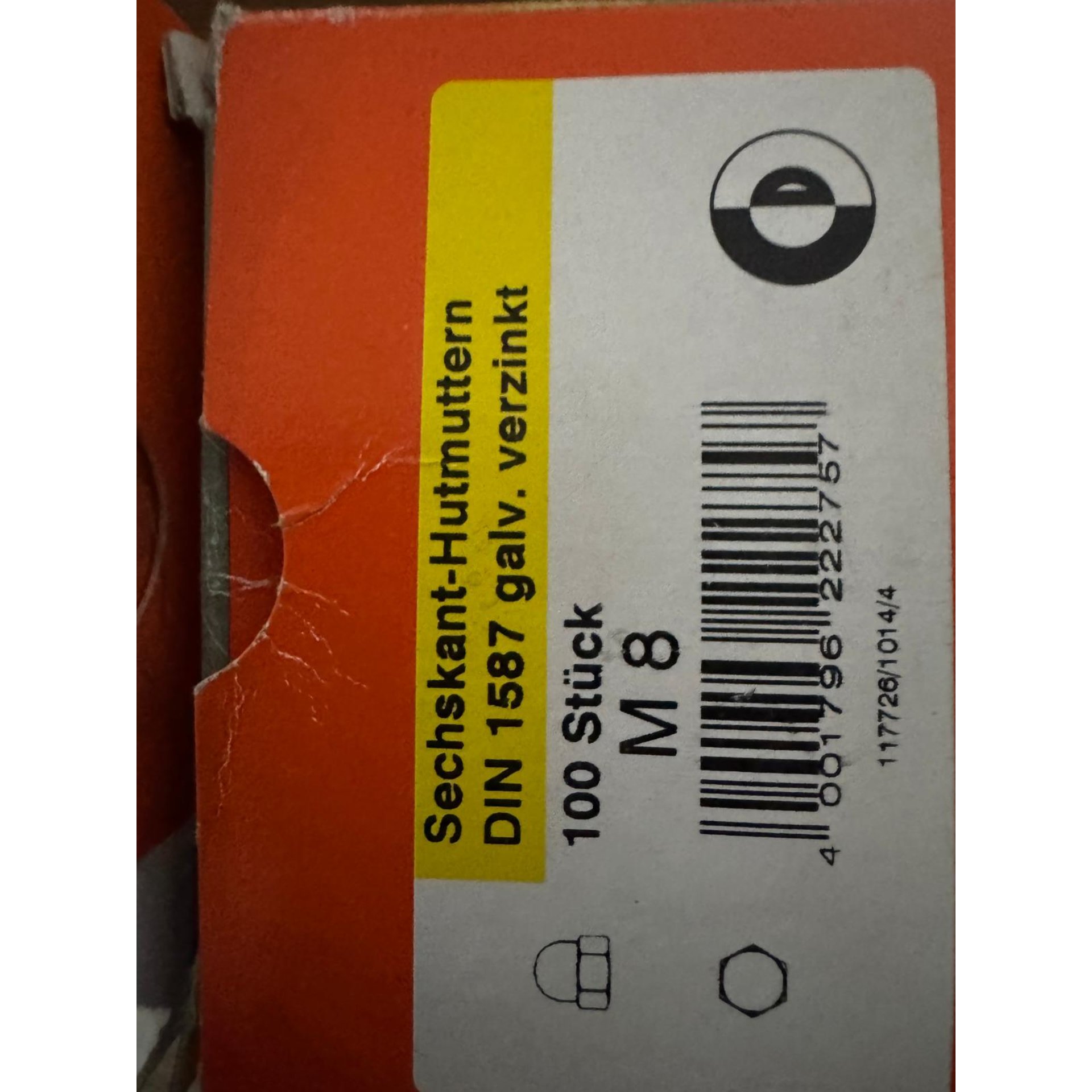 Schnittwerkzeug, Metall, M8, DIN 1587, Stück