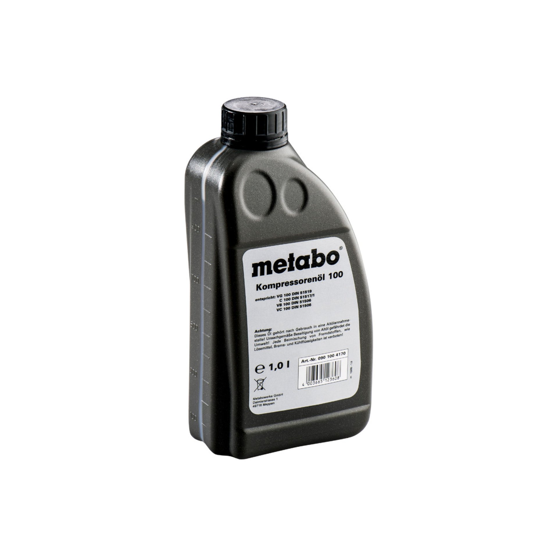 Metabo Kompressorenöl 1 Liter für Kolbenverdichter (0901004170) Flasche
