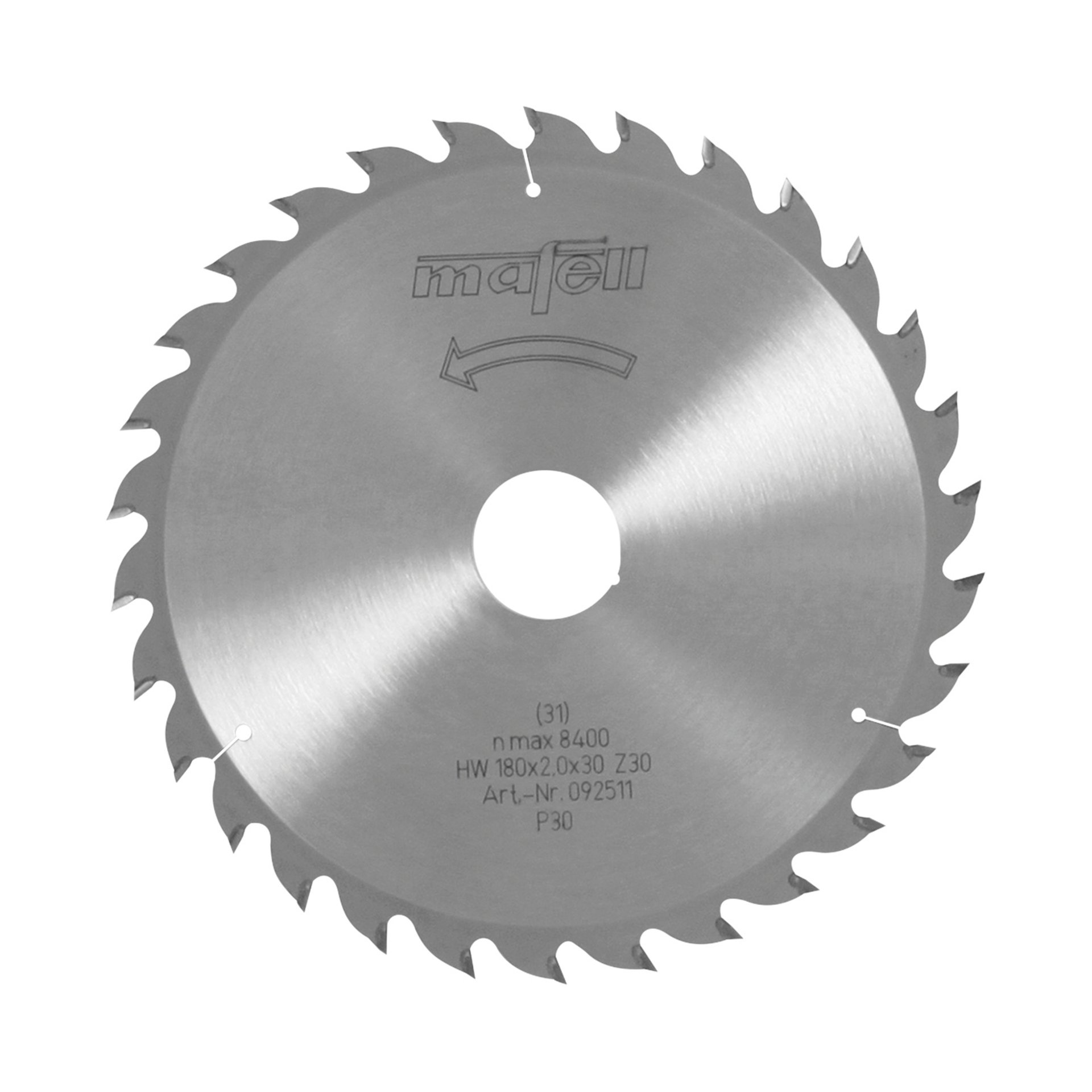 Mafell Sägeblatt-HM, 180 x 1,4/2,0 x 30 mm, Z 30, WZ, für universellen Einsatz in Holz